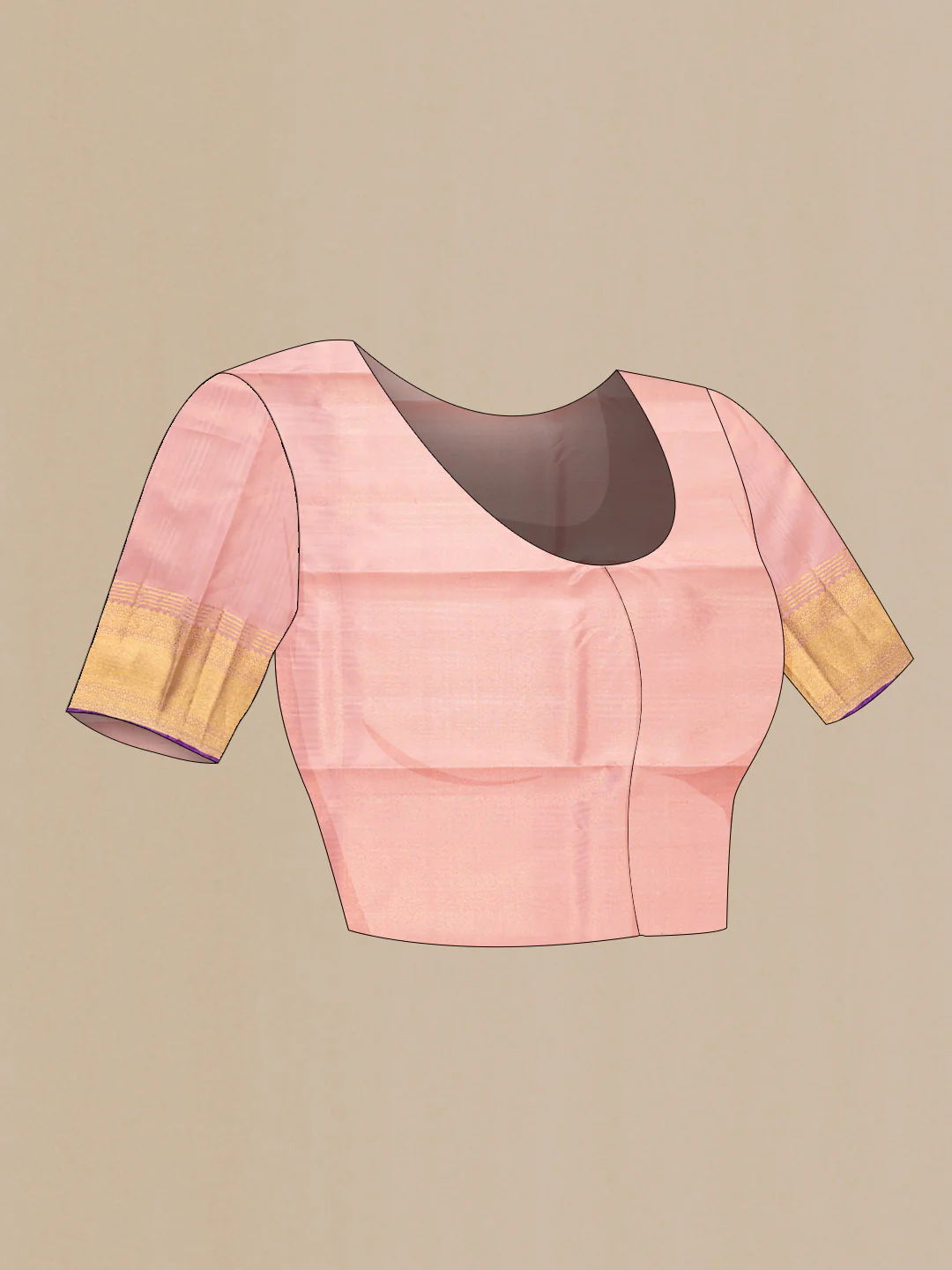 Pure Silk Pure Zari Rose Gold Kanjivaram Saree - Image 5