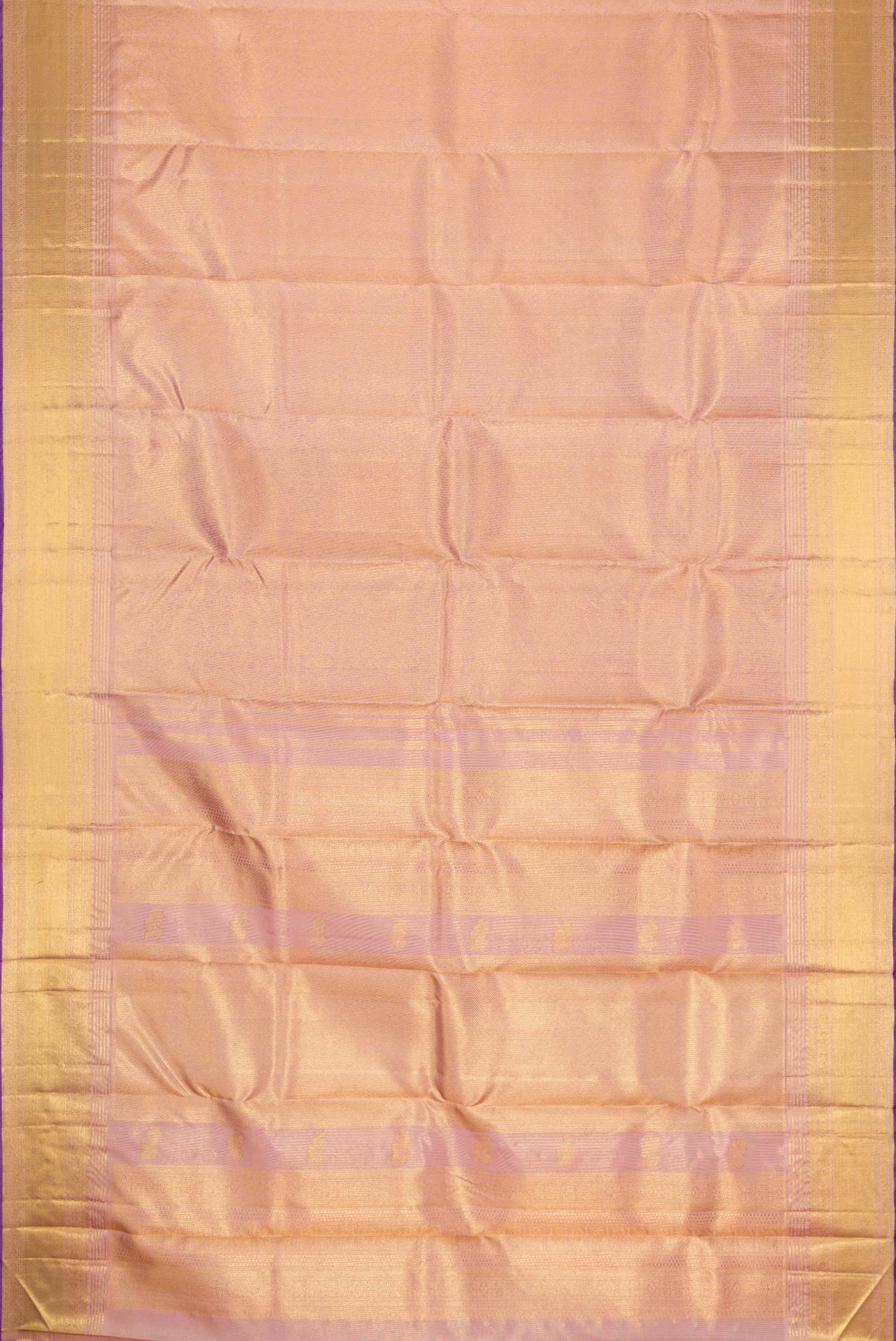 Pure Silk Pure Zari Rose Gold Kanjivaram Saree - Image 6