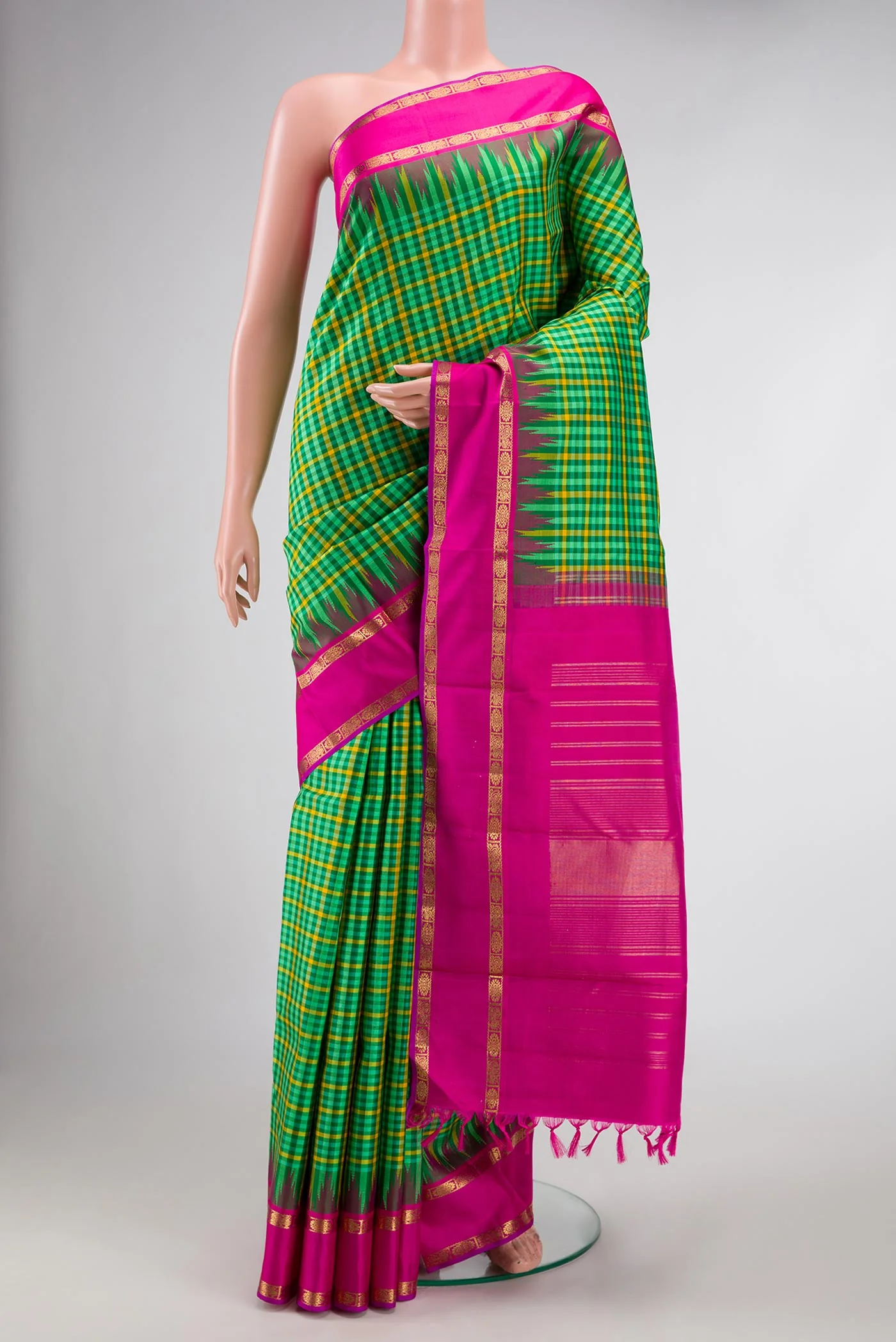Pure Silk Pure Zari Green Kanjivaram Saree