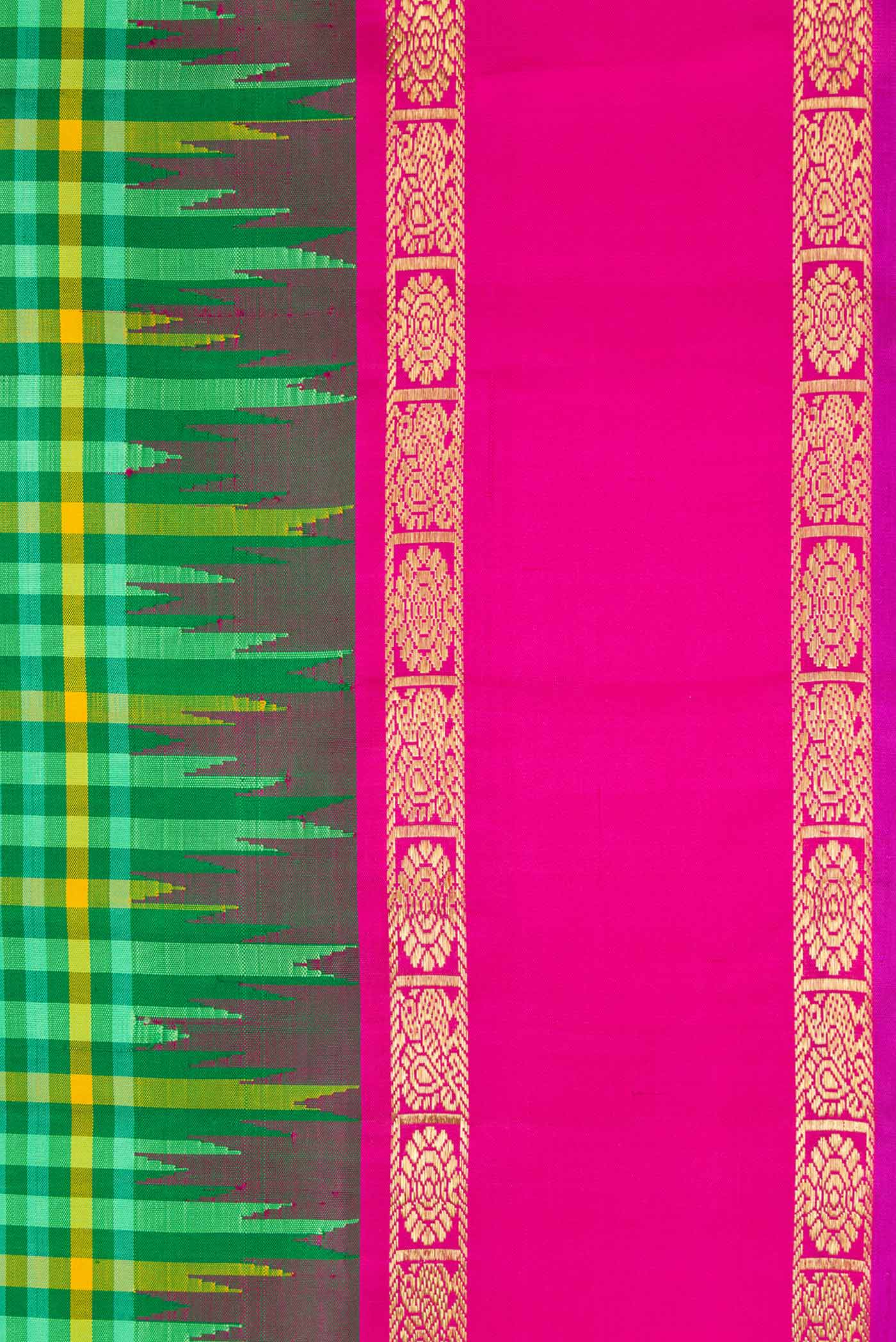 Pure Silk Pure Zari Green Kanjivaram Saree - Image 3