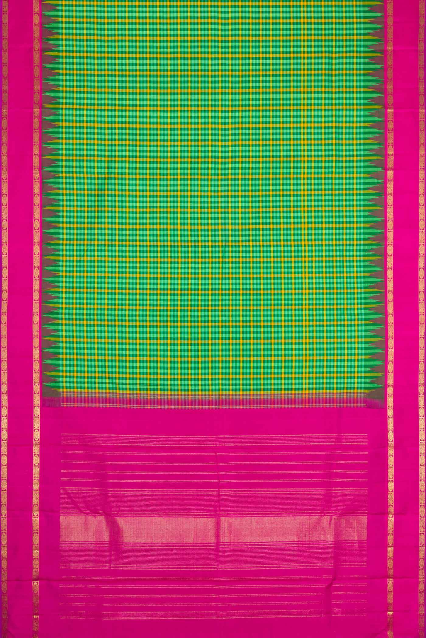 Pure Silk Pure Zari Green Kanjivaram Saree - Image 6