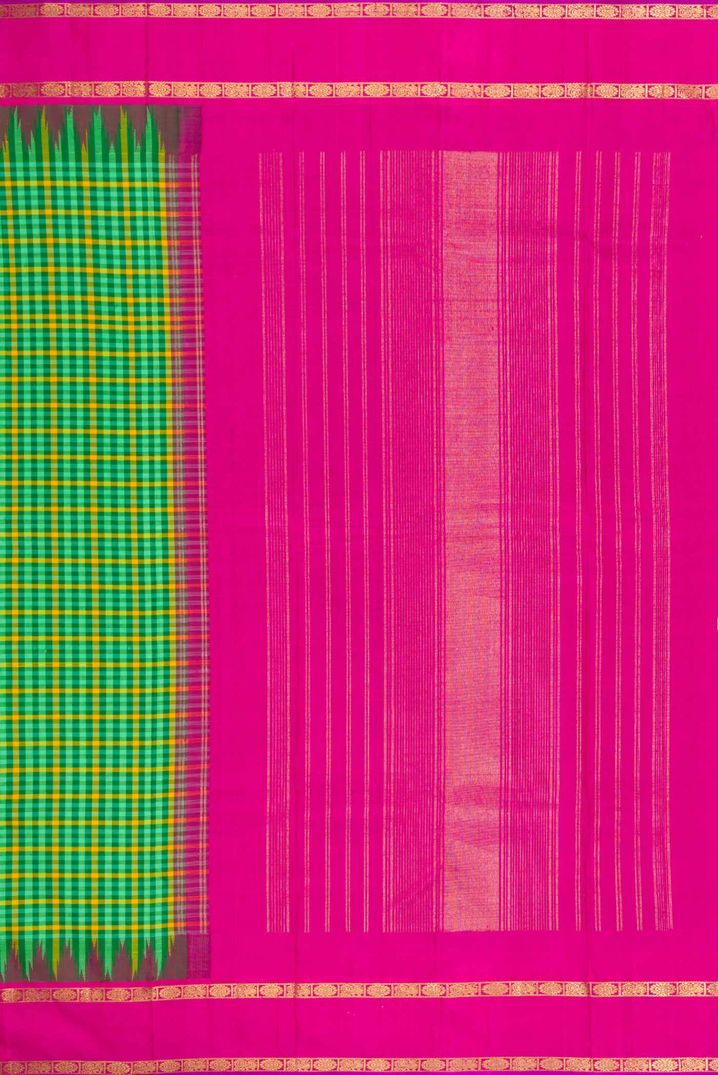 Pure Silk Pure Zari Green Kanjivaram Saree - Image 7