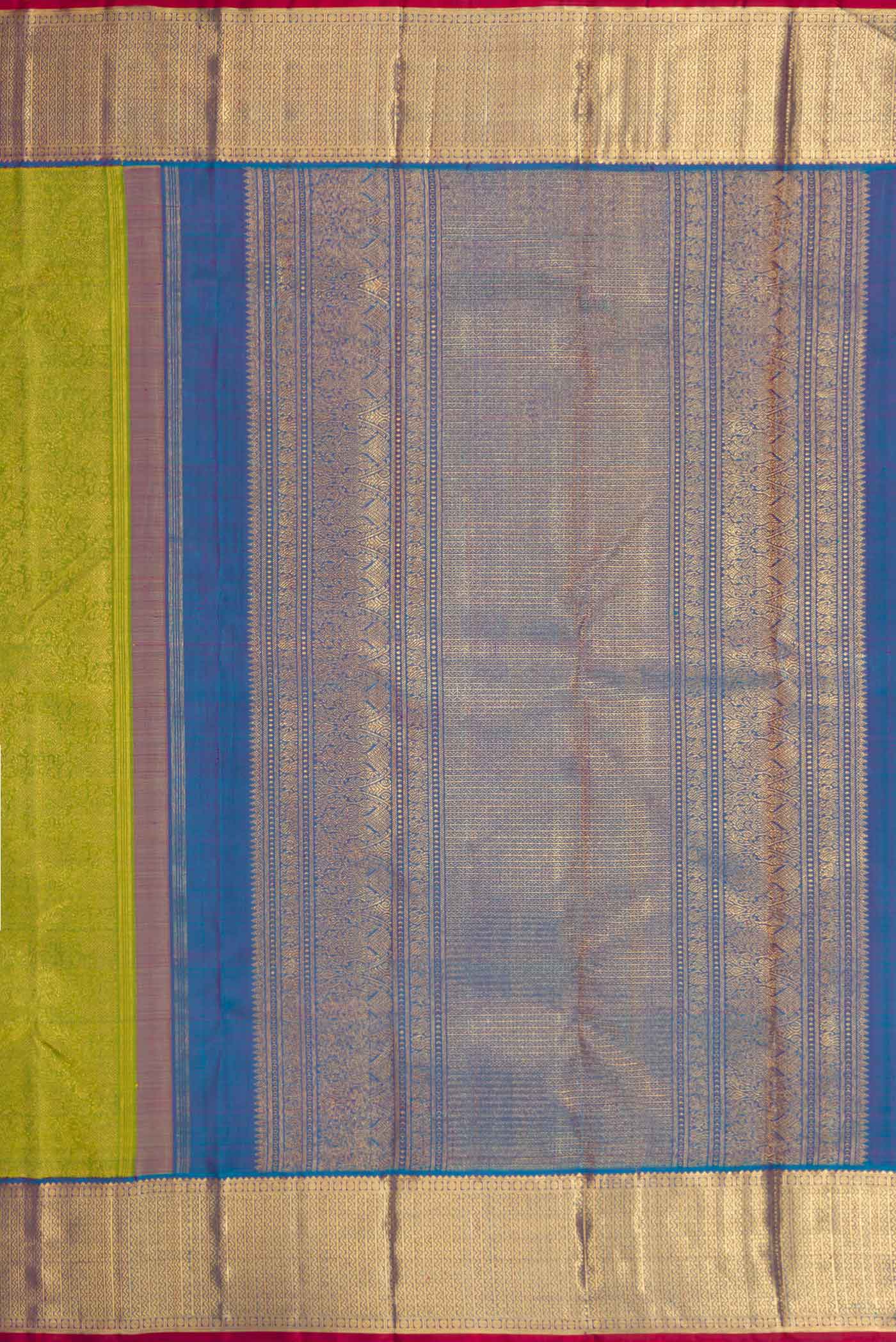 Pure Silk Pure Zari Green Dual Tone Kanjivaram Saree - Image 7