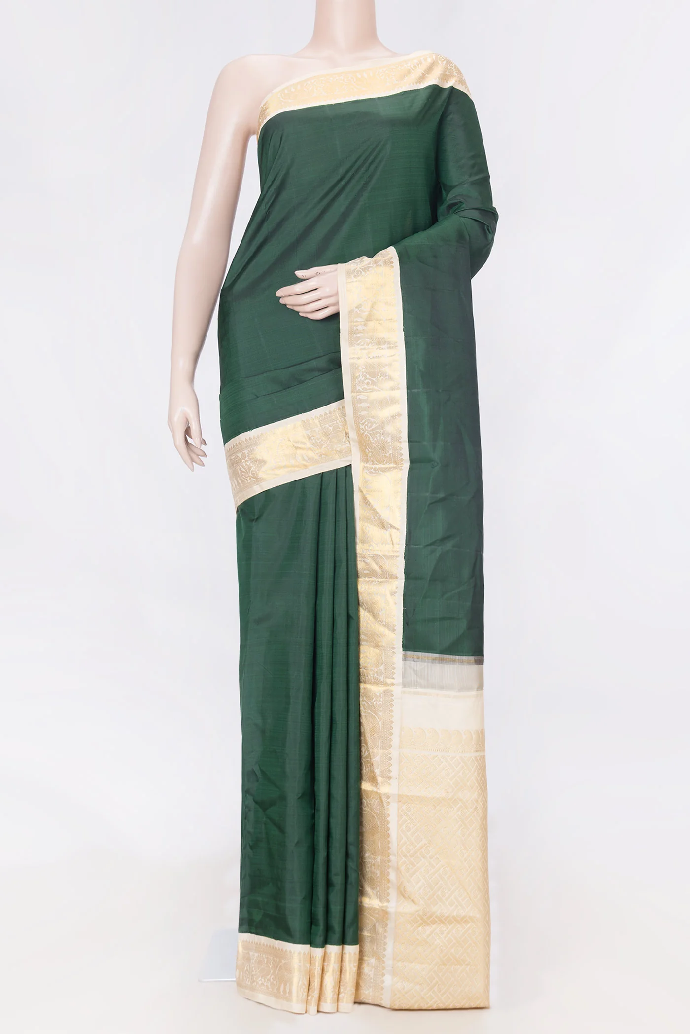 Pure Silk Pure Zari Green Dual Tone Kanjivaram Saree