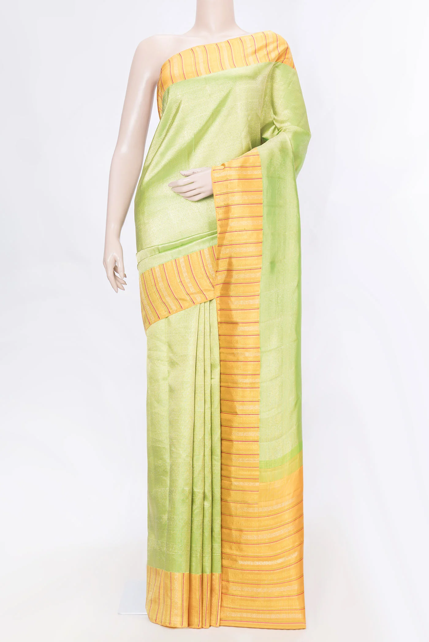 Pure Silk Pure Zari Green Dual Tone Kanchipuram Saree