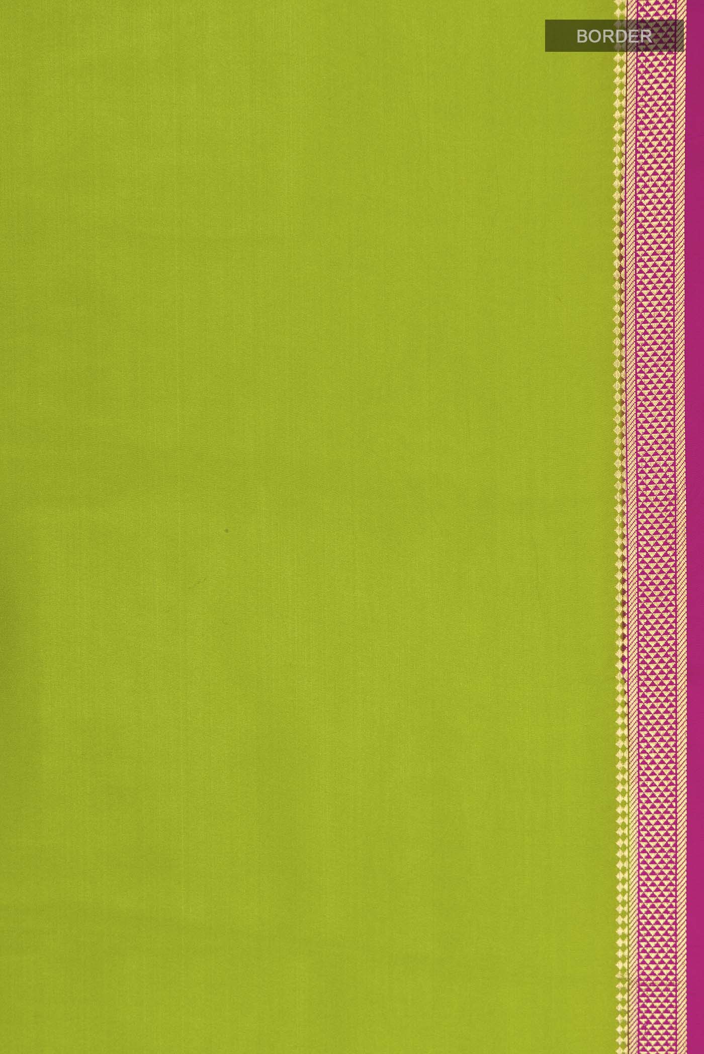 Pure Silk Pure Zari Green Mysore Crepe Saree - Image 3