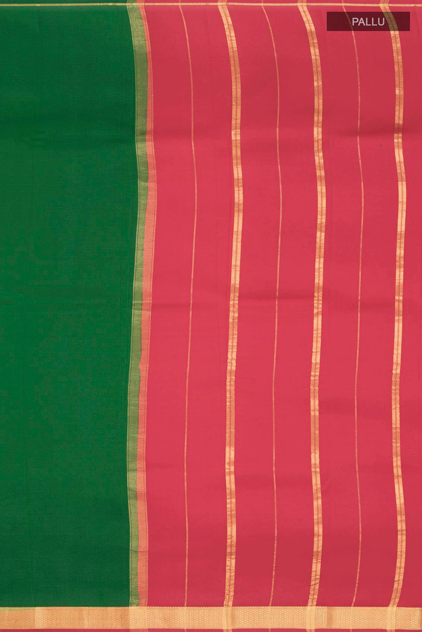 Pure Silk Pure Zari Green Mysore Crepe Saree - Image 7