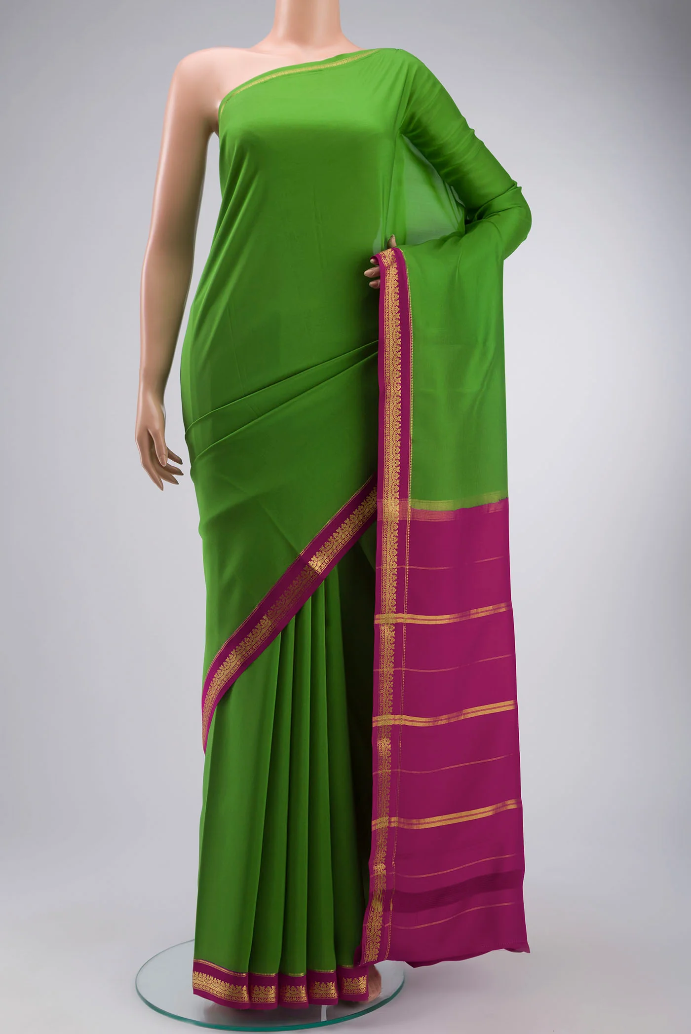 Pure Silk Pure Zari Green Mysore Saree