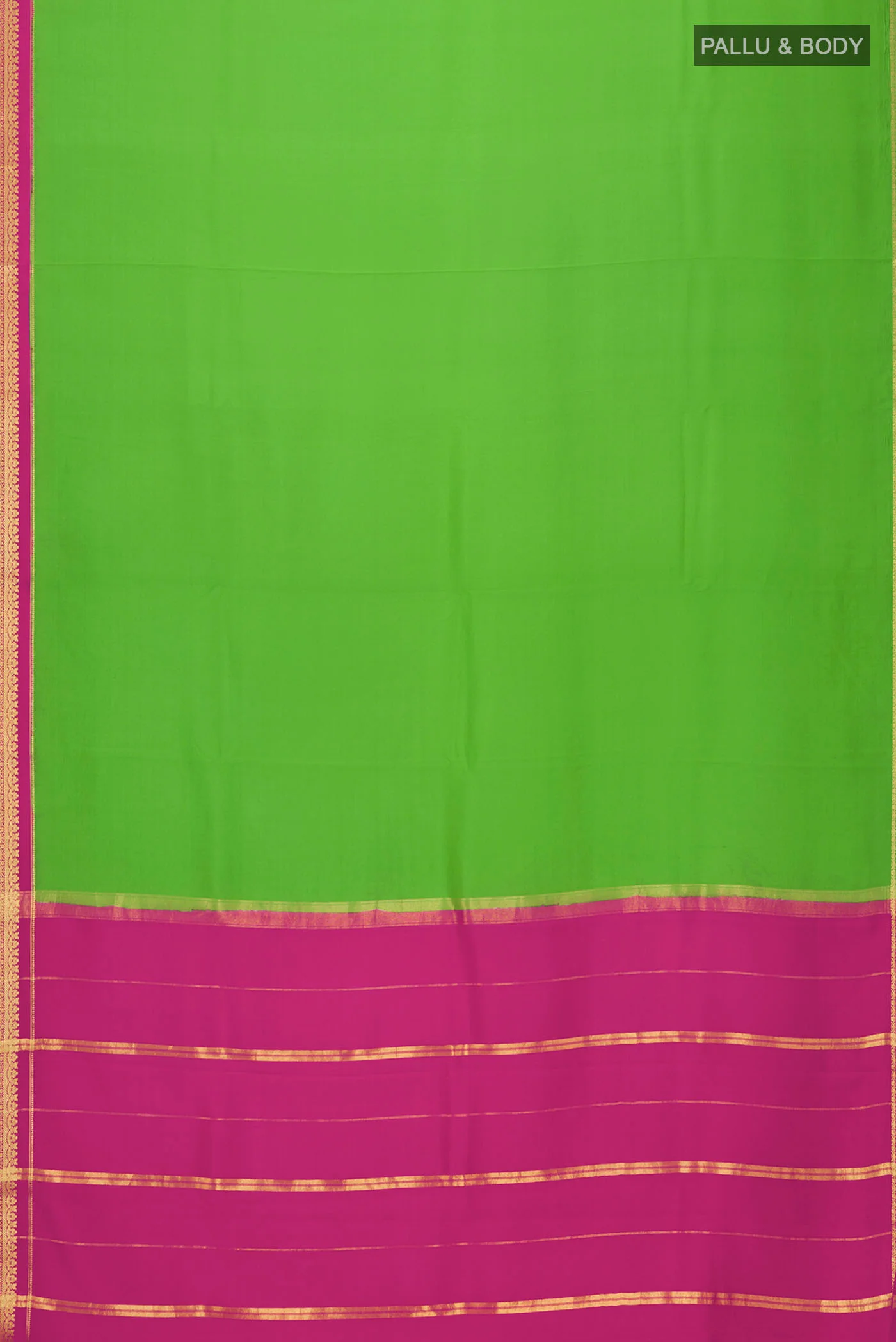Pure Silk Pure Zari Green Mysore Saree - Image 6