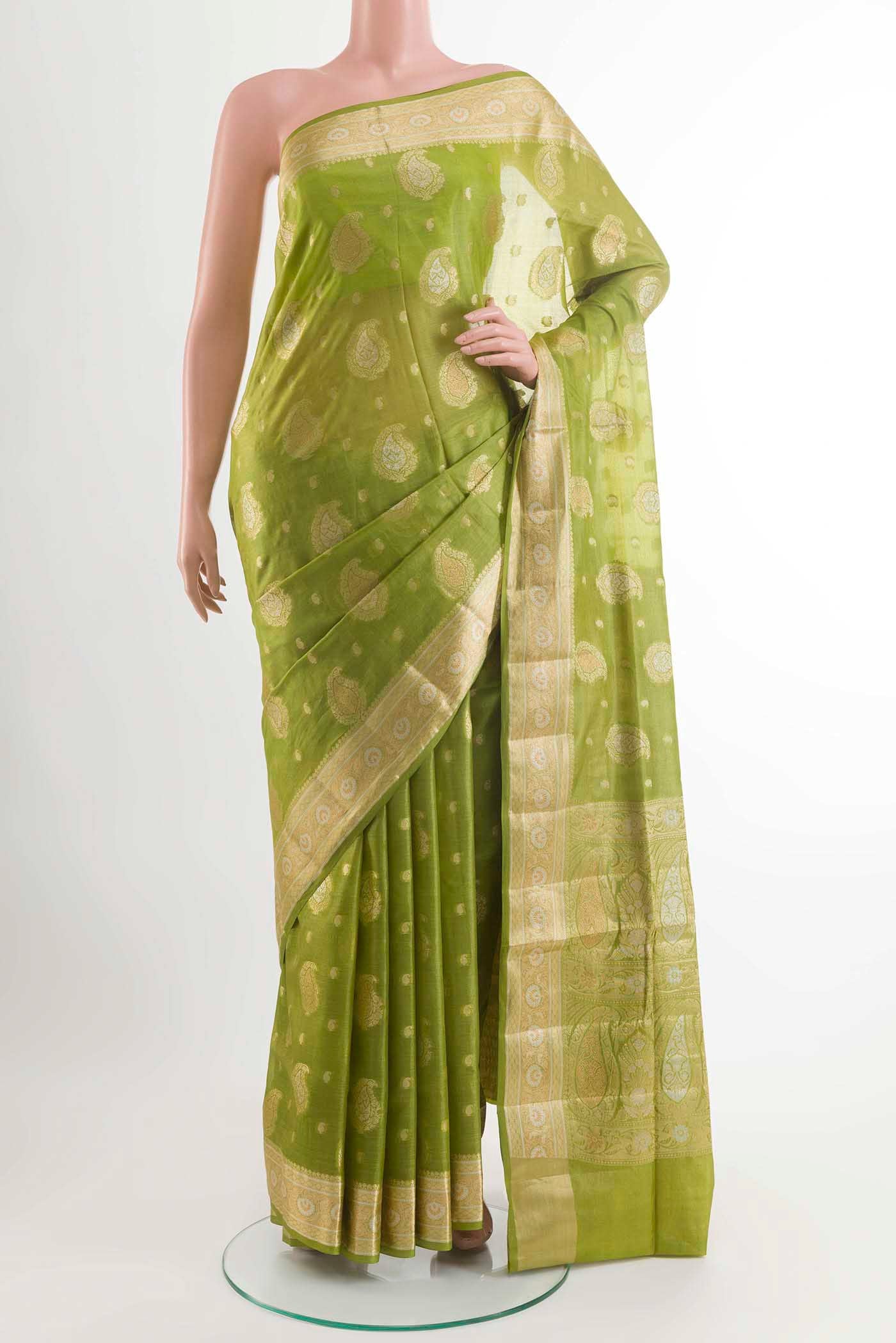 Green Banarasi Tussar Silk Saree
