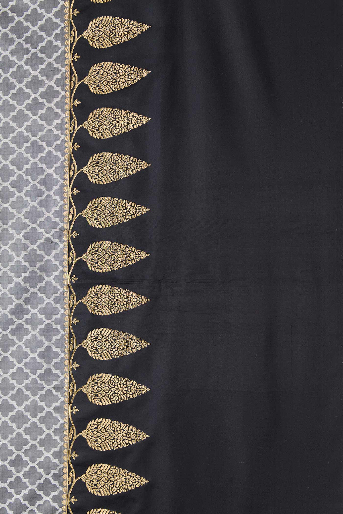 Pure Silk Pure Zari Grey Dual Tone Banarasi Saree - Image 3