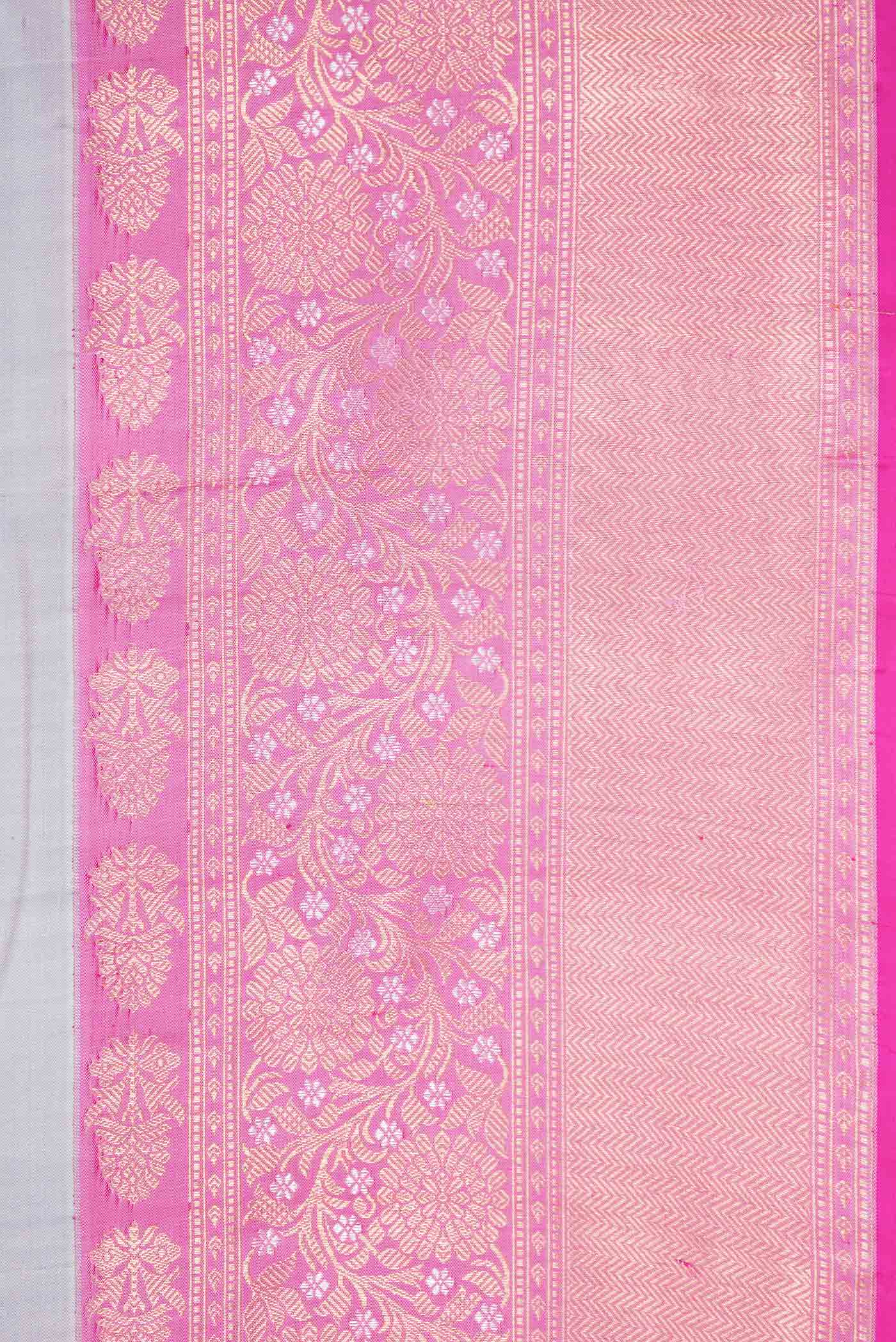Pure Silk Pure Zari Grey Dual Tone Kanjivaram Saree - Image 3