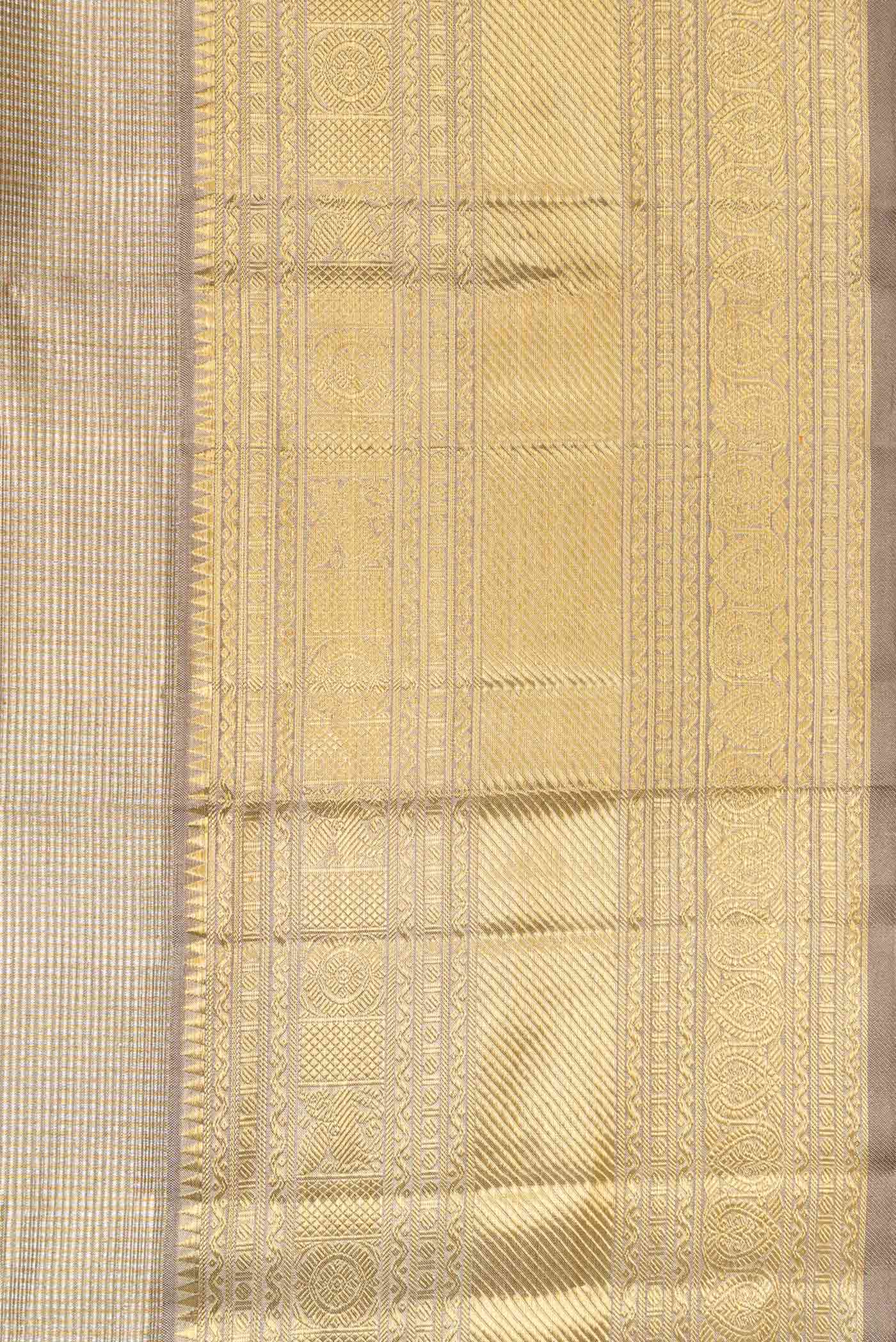 Pure Silk Pure Zari Grey Dual Tone Kanjivaram Tissue Saree - Image 3