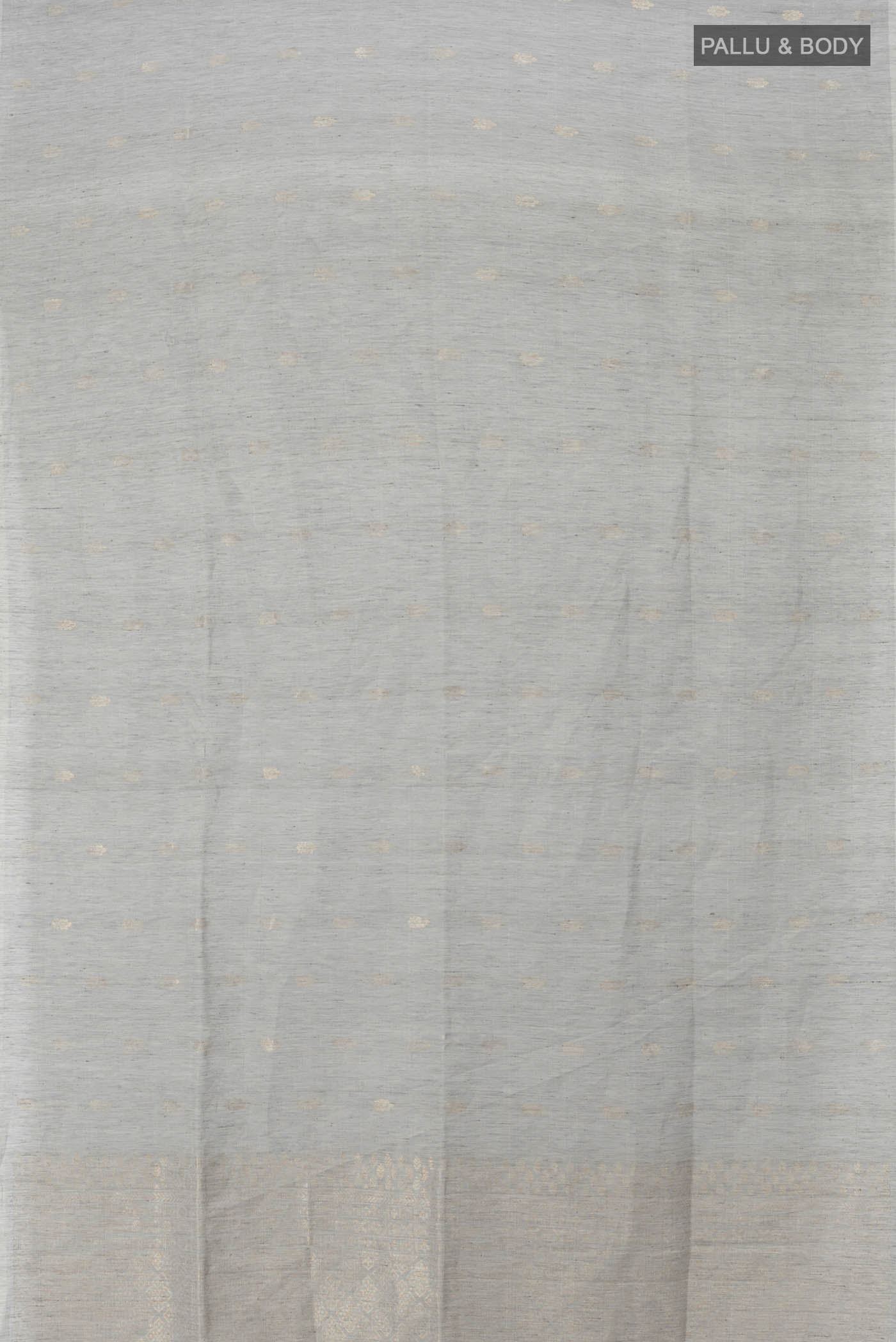 Pure Silk Pure Zari Grey Soft Saree - Image 5