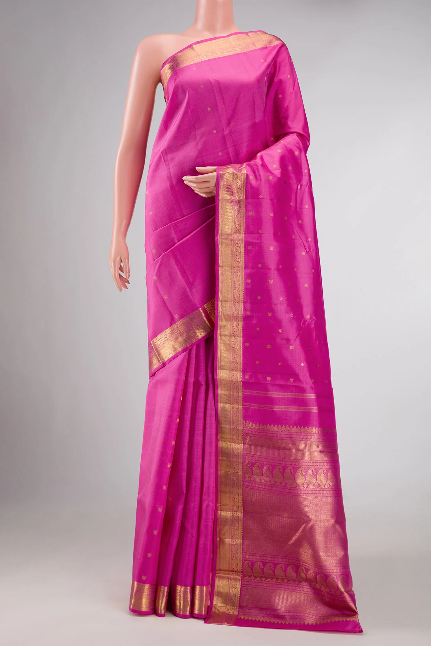 Pure Silk Pure Zari Rose pink Kanjivaram Saree