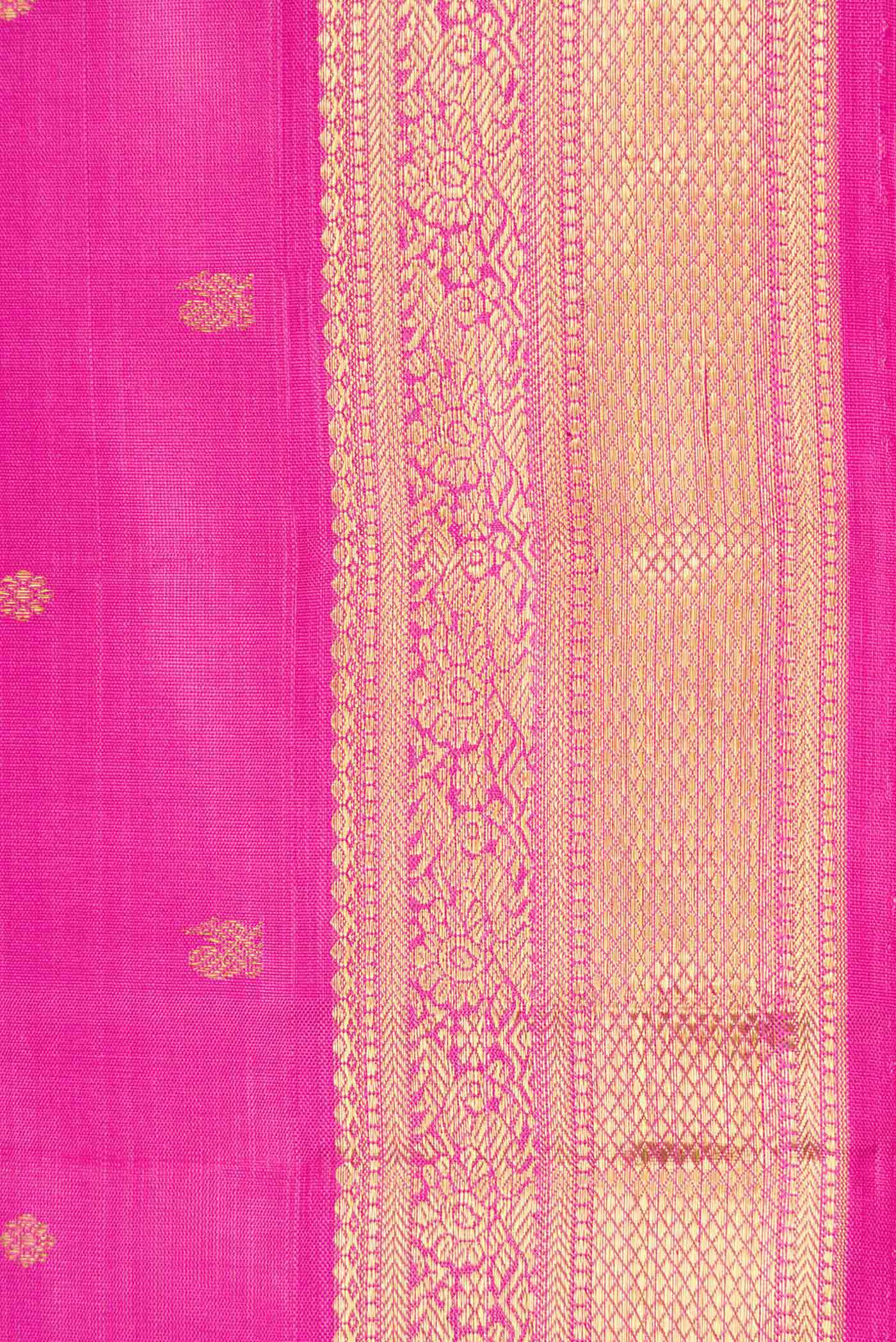 Pure Silk Pure Zari Rose pink Kanjivaram Saree - Image 3