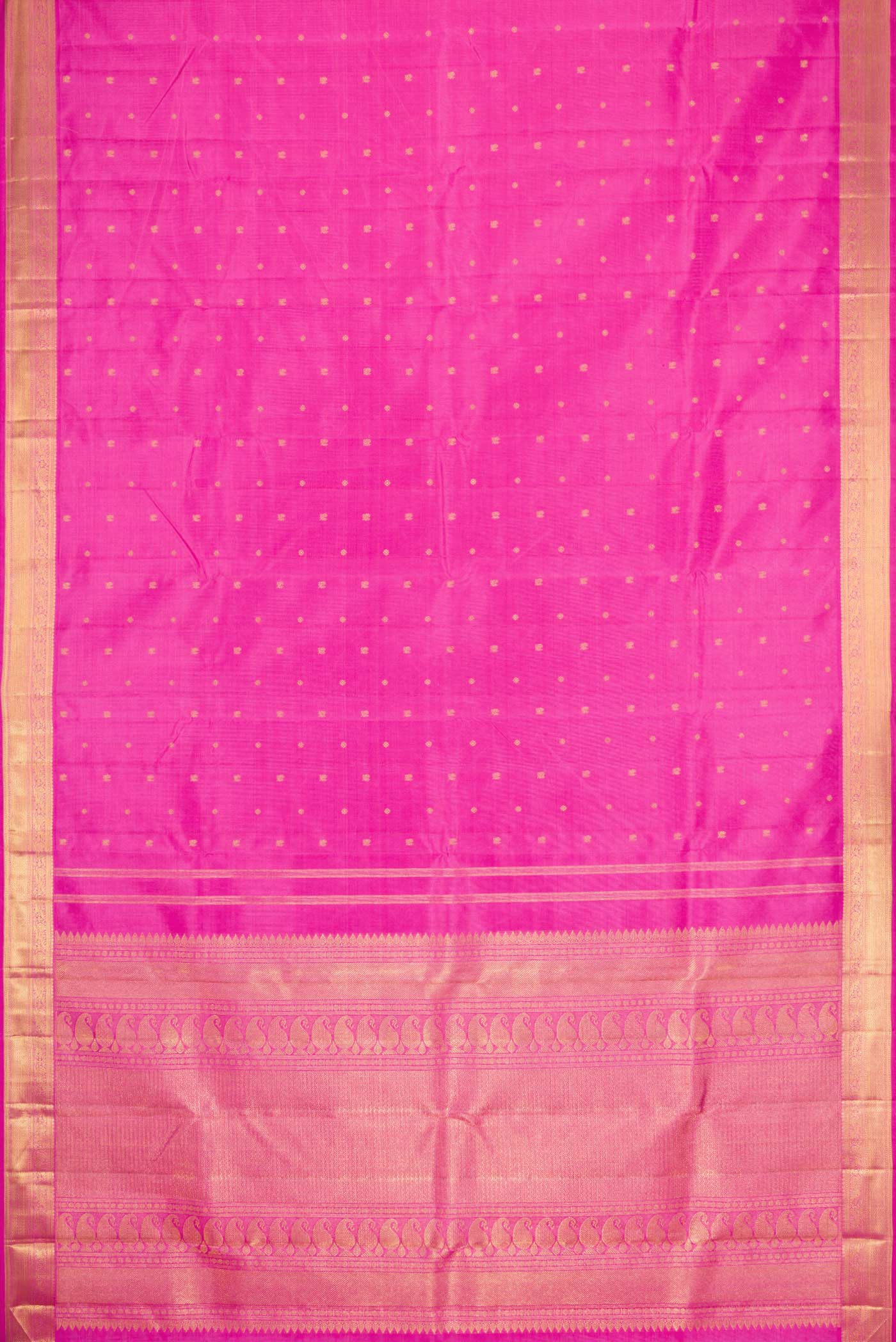 Pure Silk Pure Zari Rose pink Kanjivaram Saree - Image 6