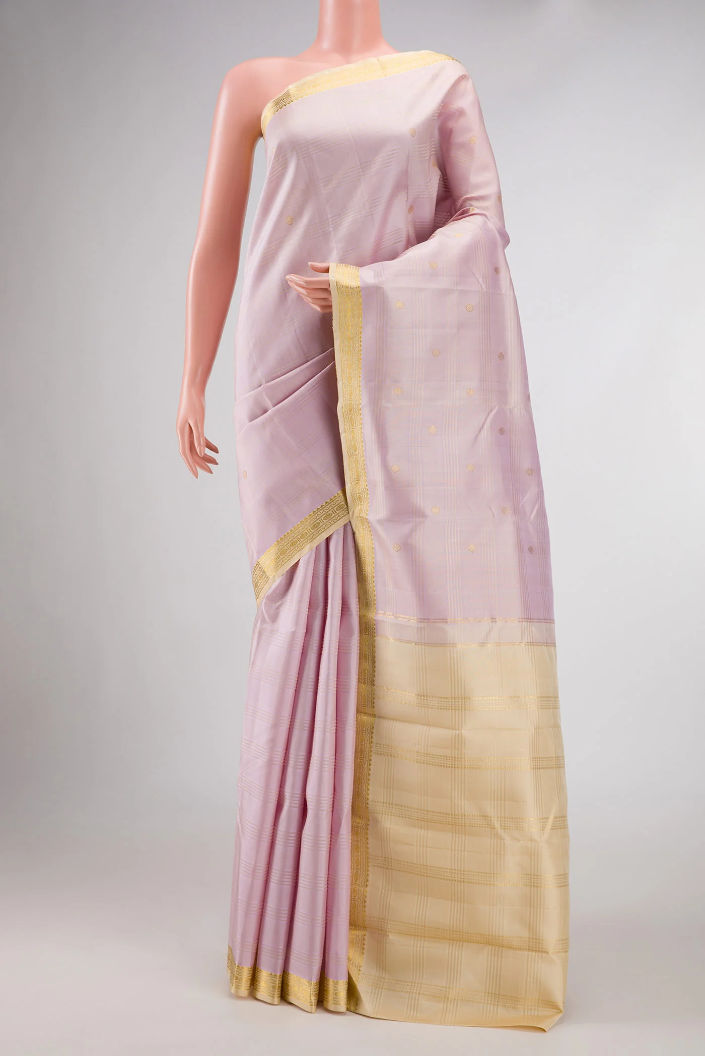 Pure Silk Pure Zari Lilac Dual Tone Kanchipuram Saree