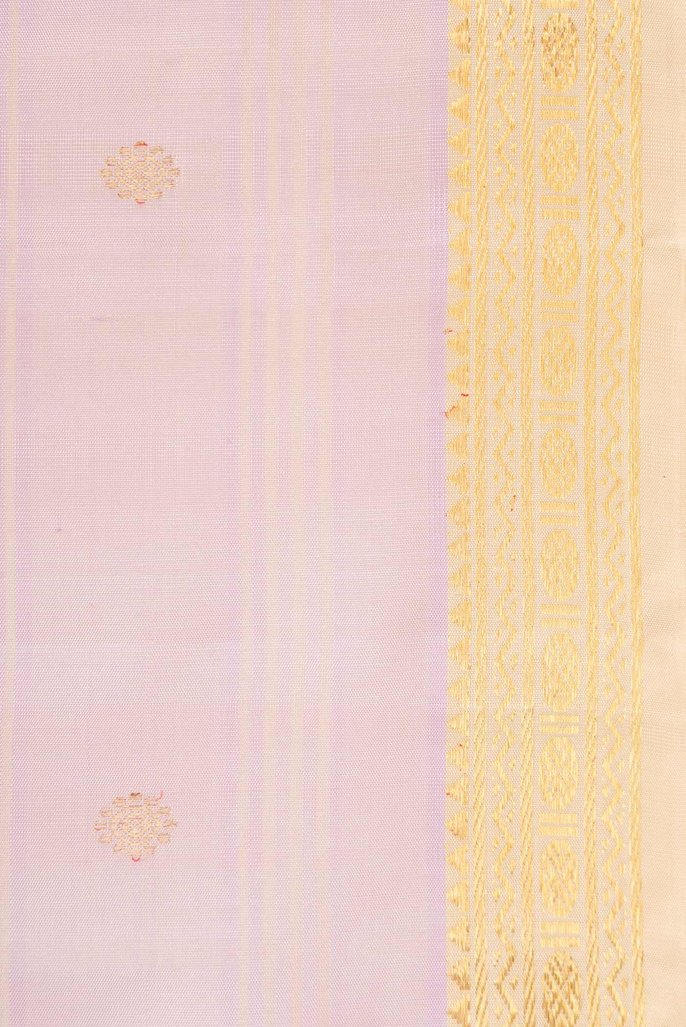 Pure Silk Pure Zari Lilac Dual Tone Kanchipuram Saree - Image 3