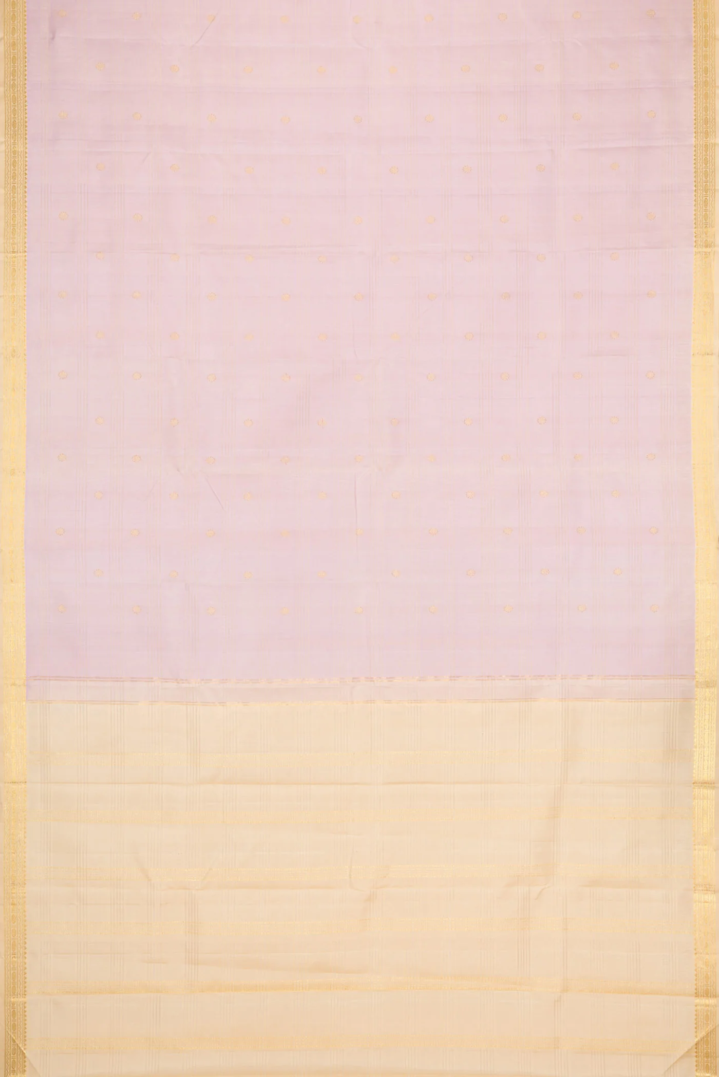 Pure Silk Pure Zari Lilac Dual Tone Kanchipuram Saree - Image 6