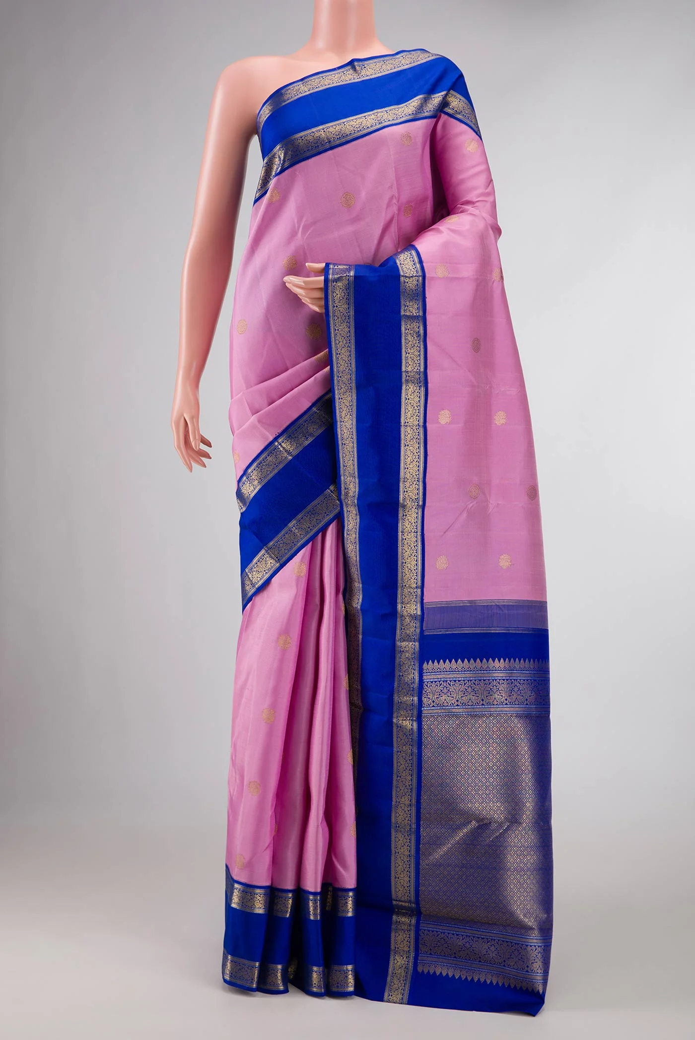 Pure Silk Pure Zari Lilac Dual Tone Kanchipuram Saree