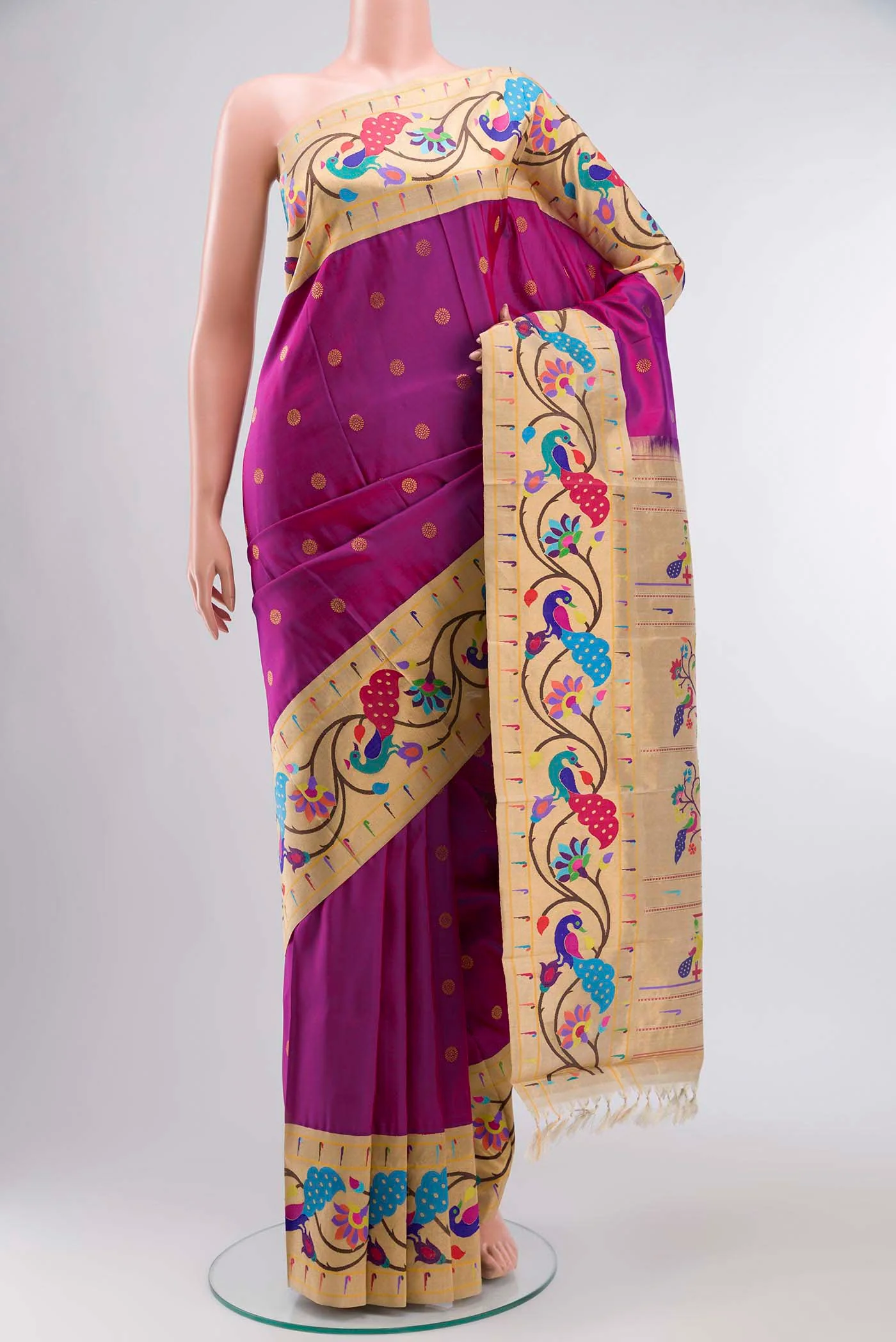 Pure Silk Pure Zari Magenta Gadwal Saree