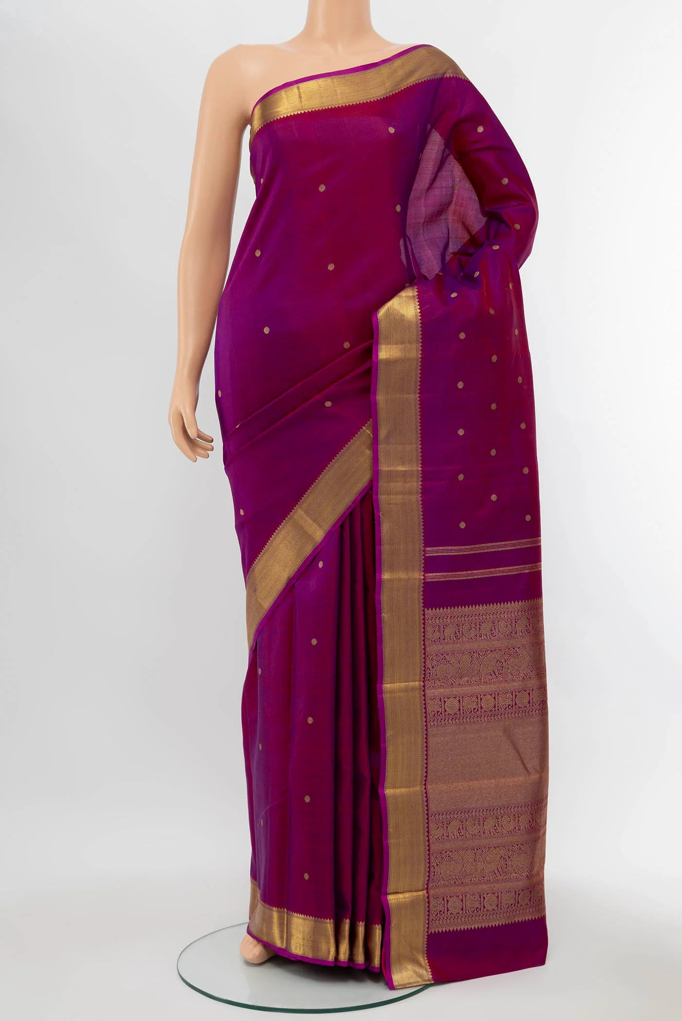 Pure Silk Pure Zari Magenta Kanchipuram Saree