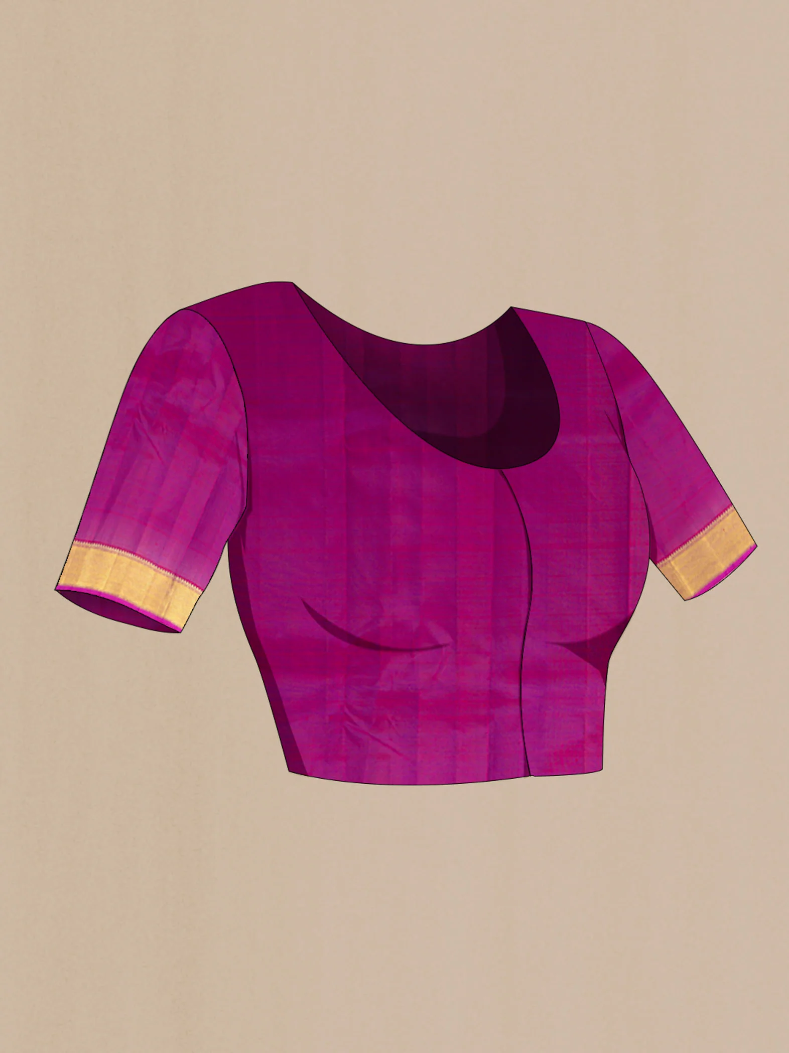 Pure Silk Pure Zari Magenta Kanchipuram Saree - Image 4