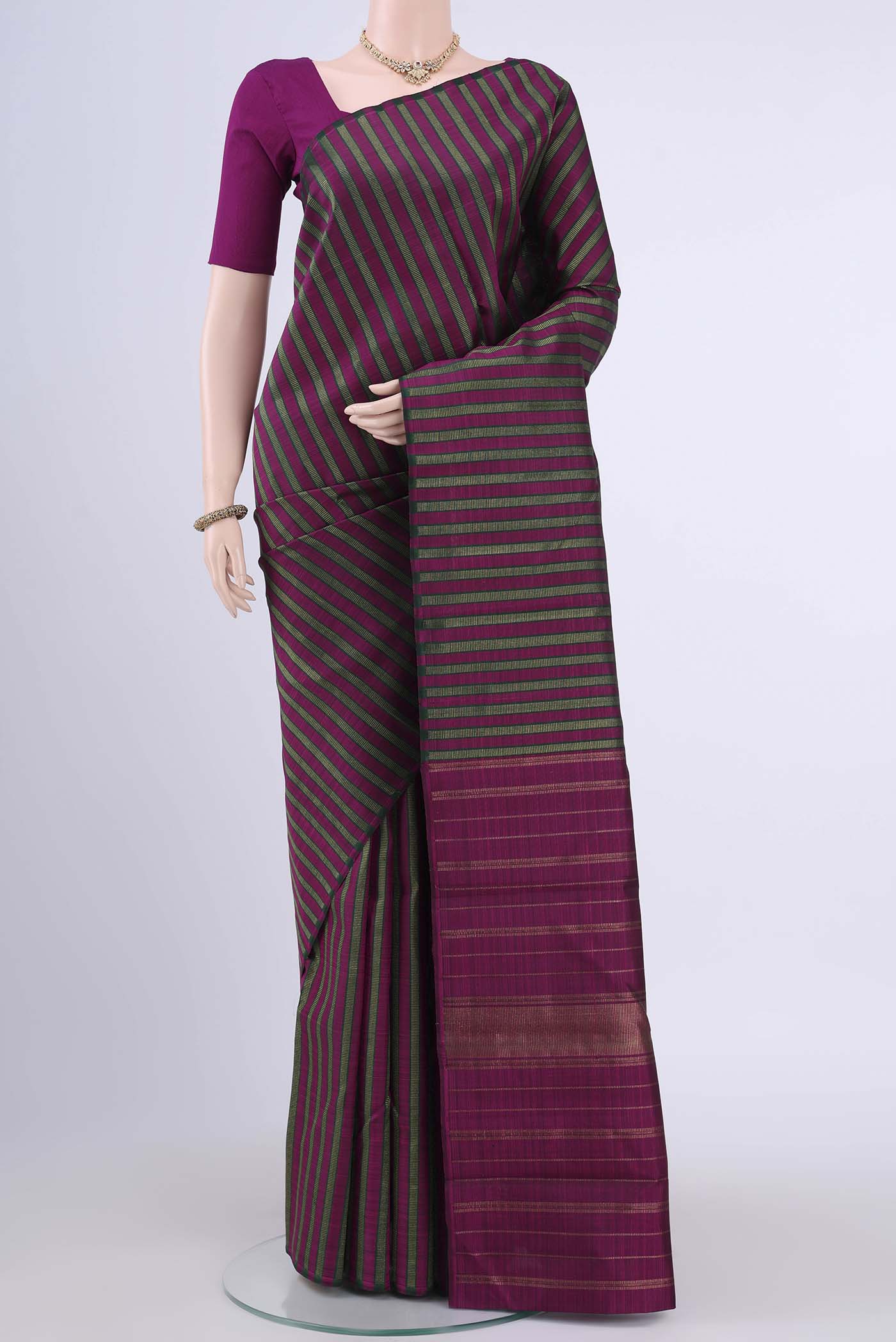 Pure Silk Pure Zari Magenta Kanchipuram Saree
