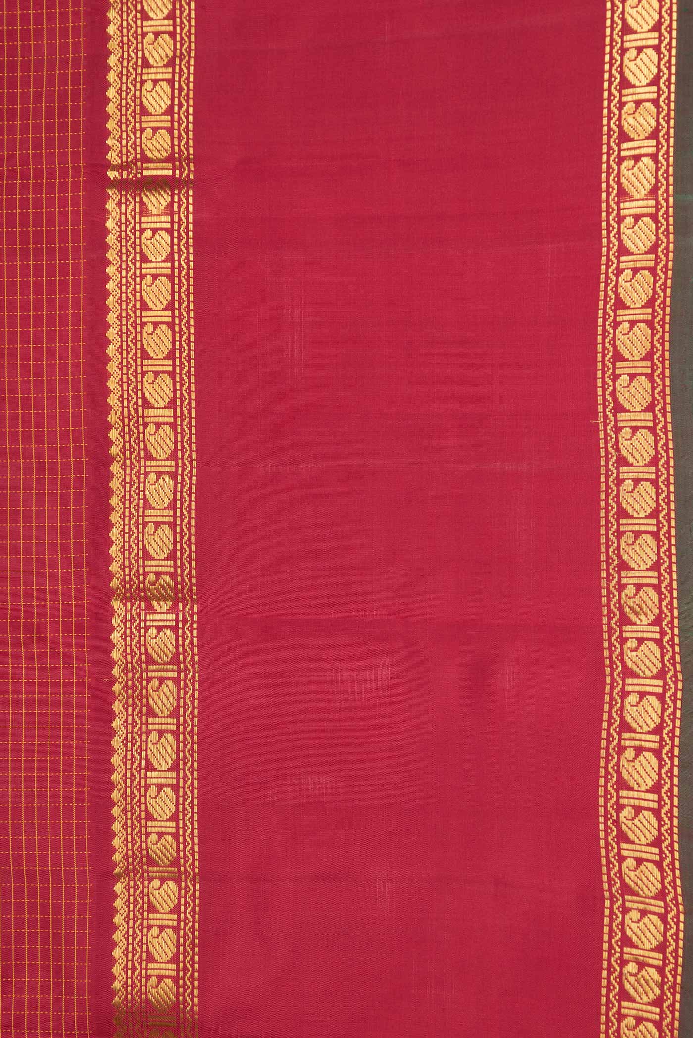 Pure Silk Pure Zari Maroon Dual Tone Kanchipuram Saree - Image 3