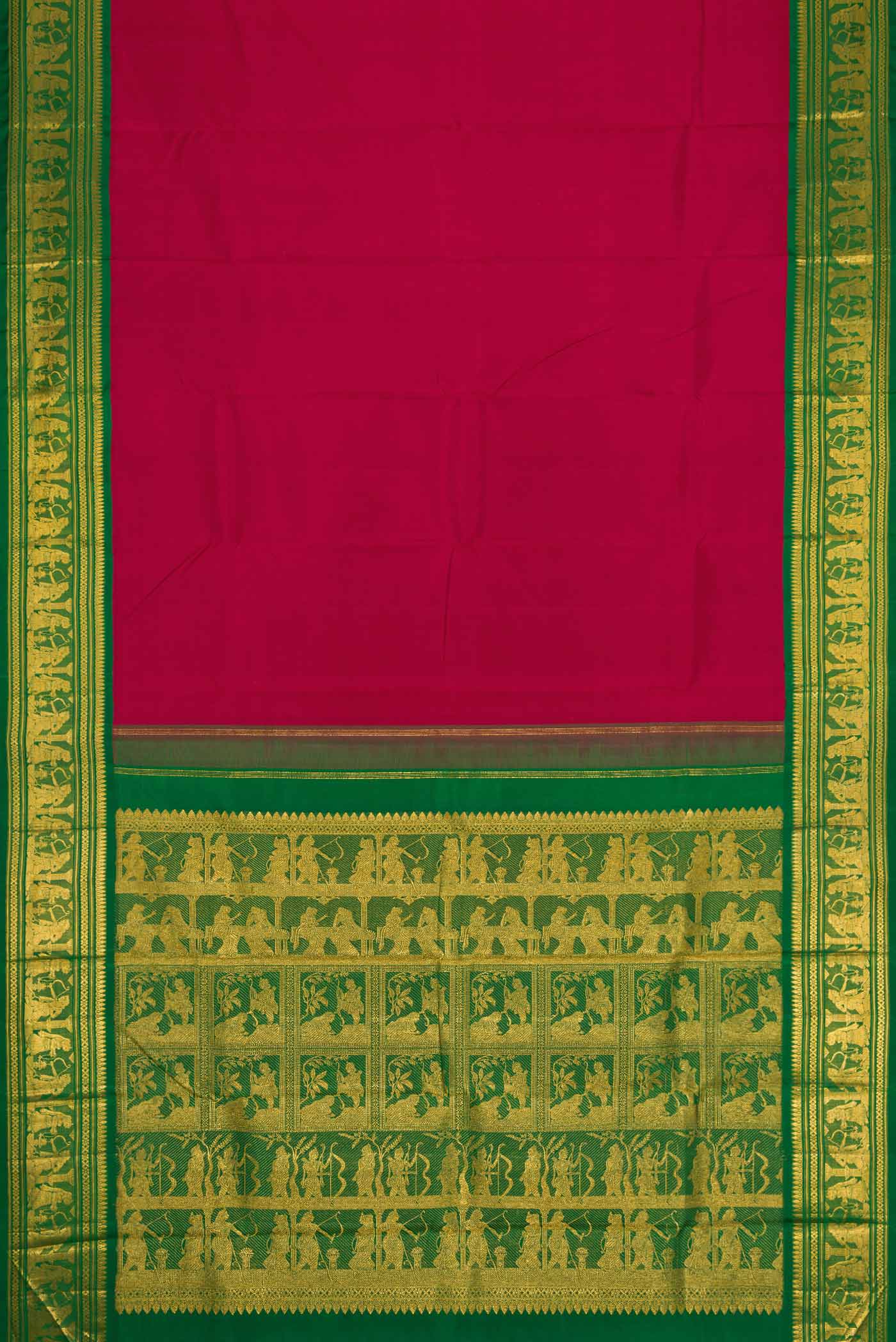 Pure Silk Pure Zari Maroon Dual Tone Kanjivaram Saree - Image 6