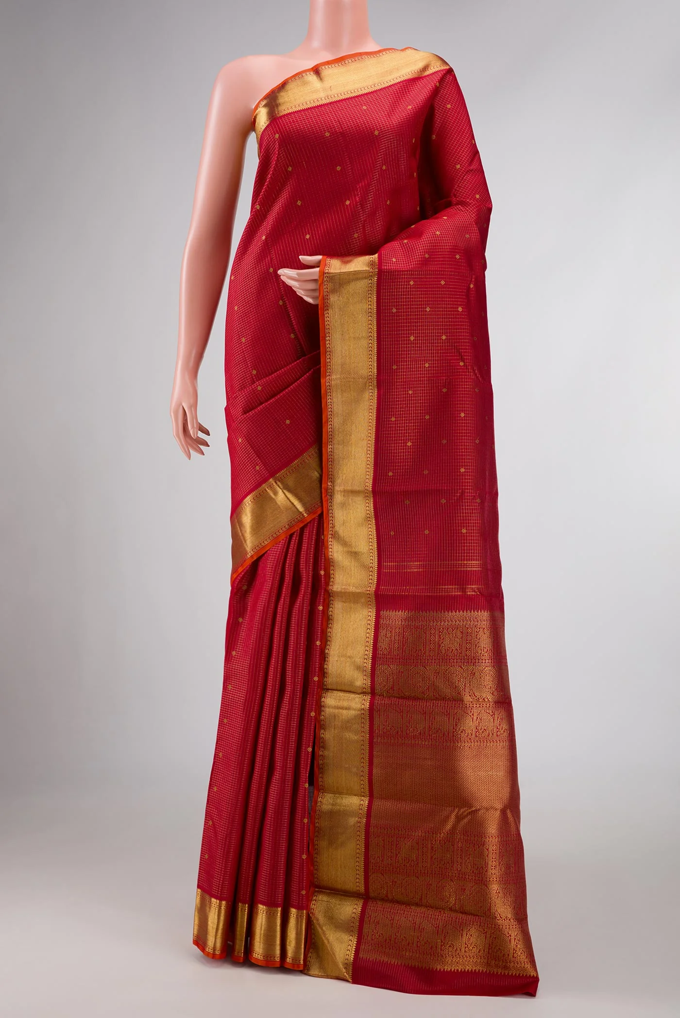 Pure Silk Pure Zari Maroon Dual Tone Kanjivaram Saree