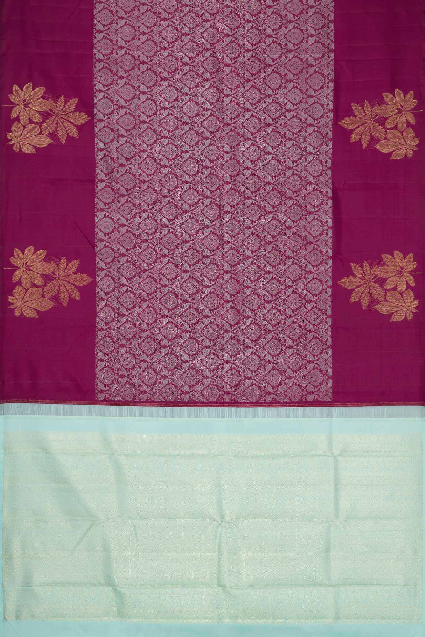 Pure Silk Pure Zari Maroon Dual Tone Kanchipuram Saree - Image 6