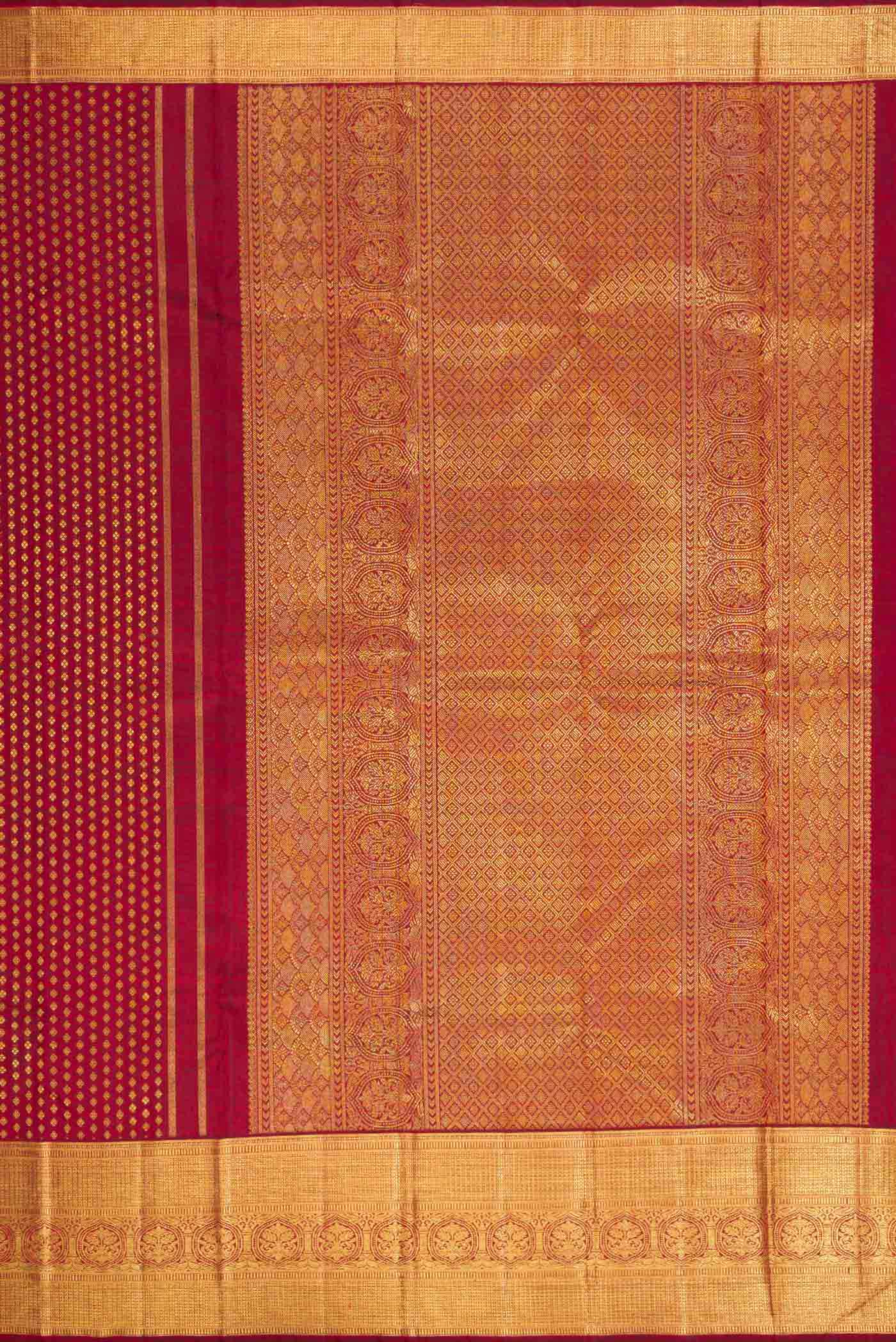 Pure Silk Pure Zari Maroon Dual Tone Kanjivaram Saree - Image 7