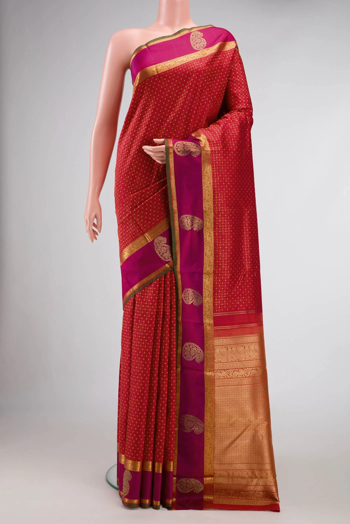 Pure Silk Pure Zari Red Kanchipuram Saree