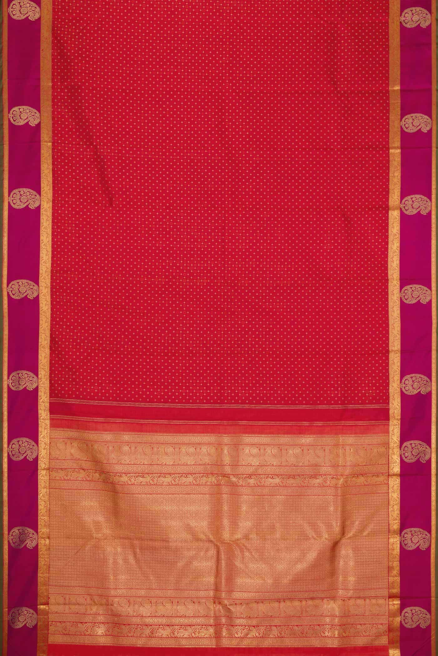 Pure Silk Pure Zari Red Kanchipuram Saree - Image 6