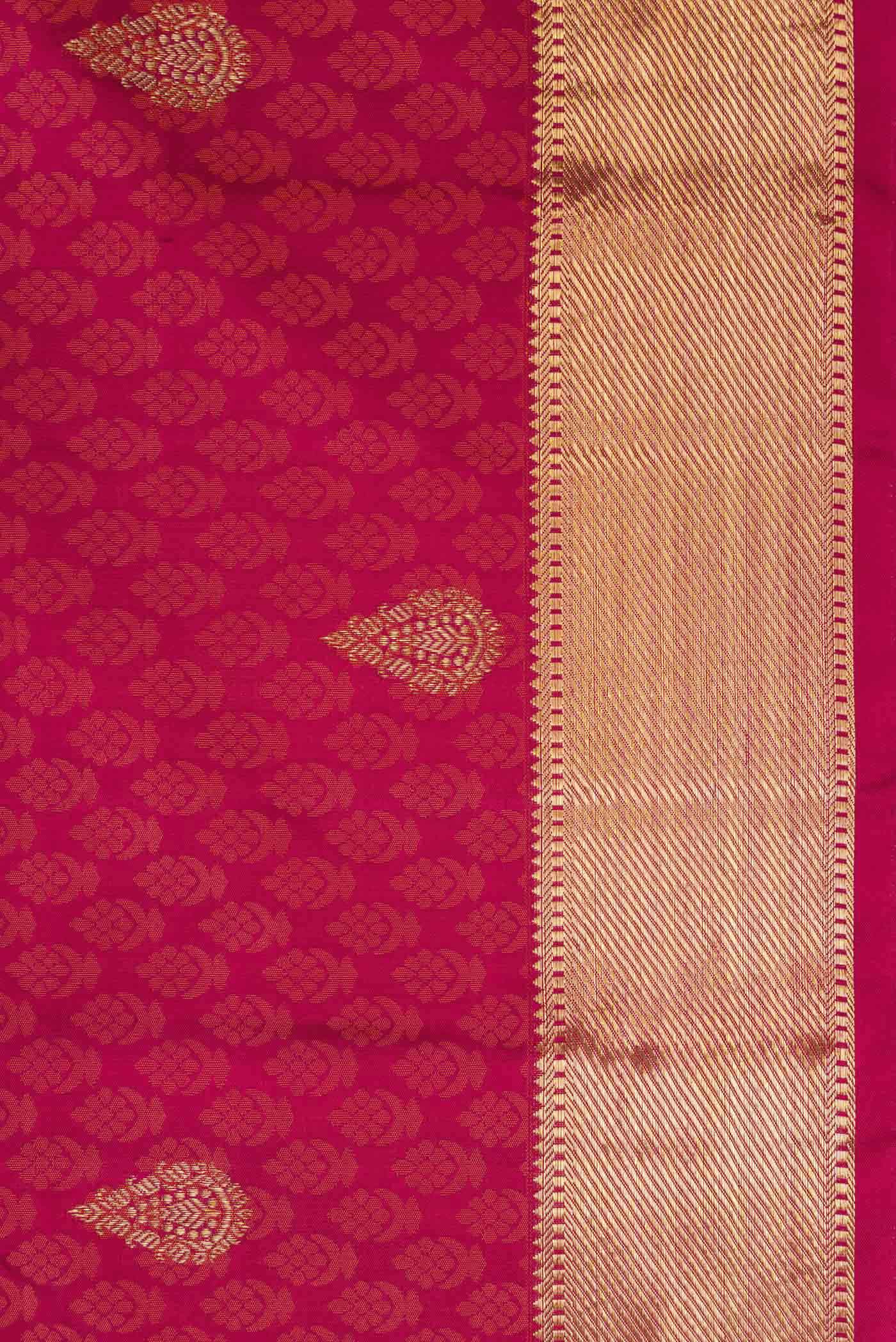 Pure Silk Pure Zari Maroon Kanchipuram Saree - Image 3