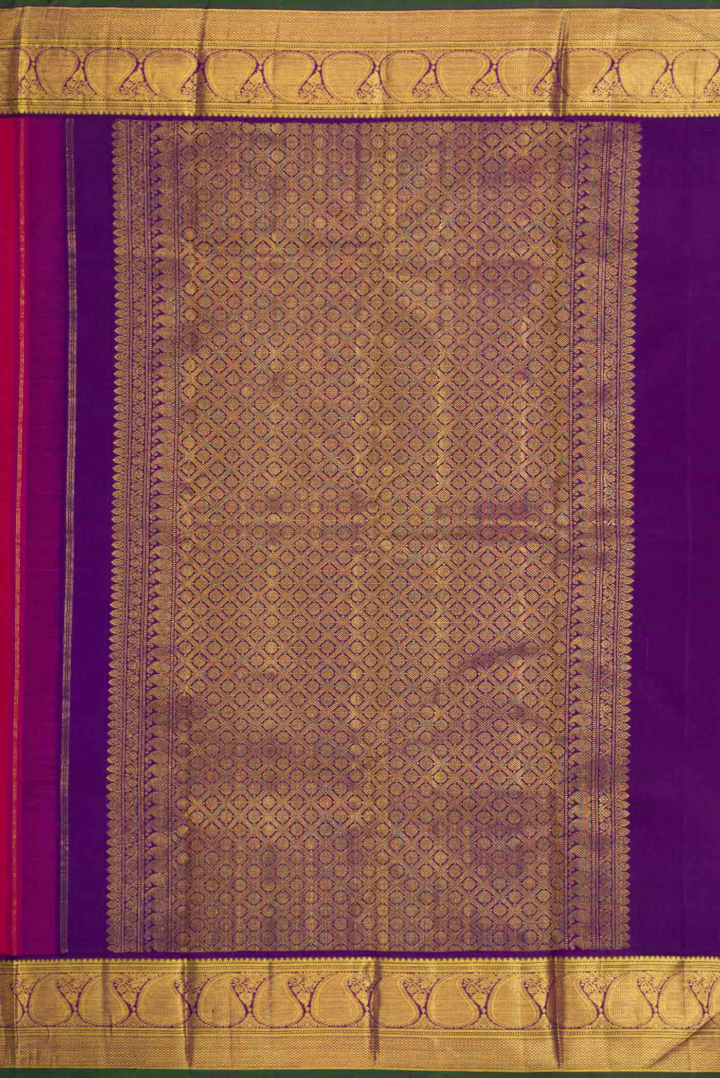 Pure Silk Pure Zari Maroon Dual Tone Kanjivaram Saree - Image 7