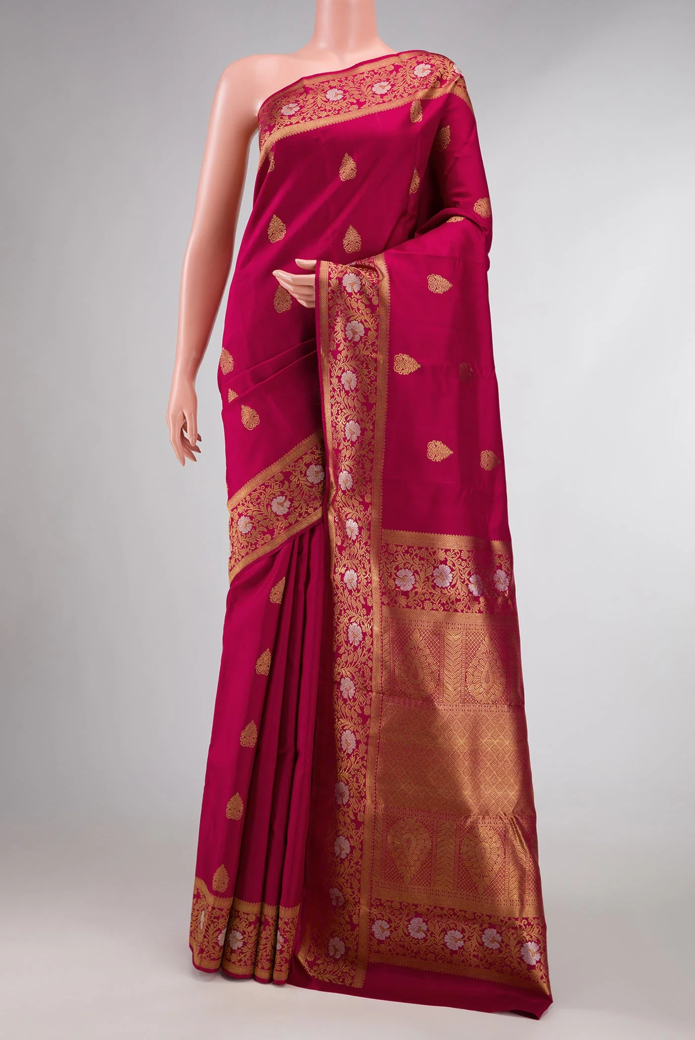 Pure Silk Pure Zari Maroon Dual Tone Kanjivaram Saree