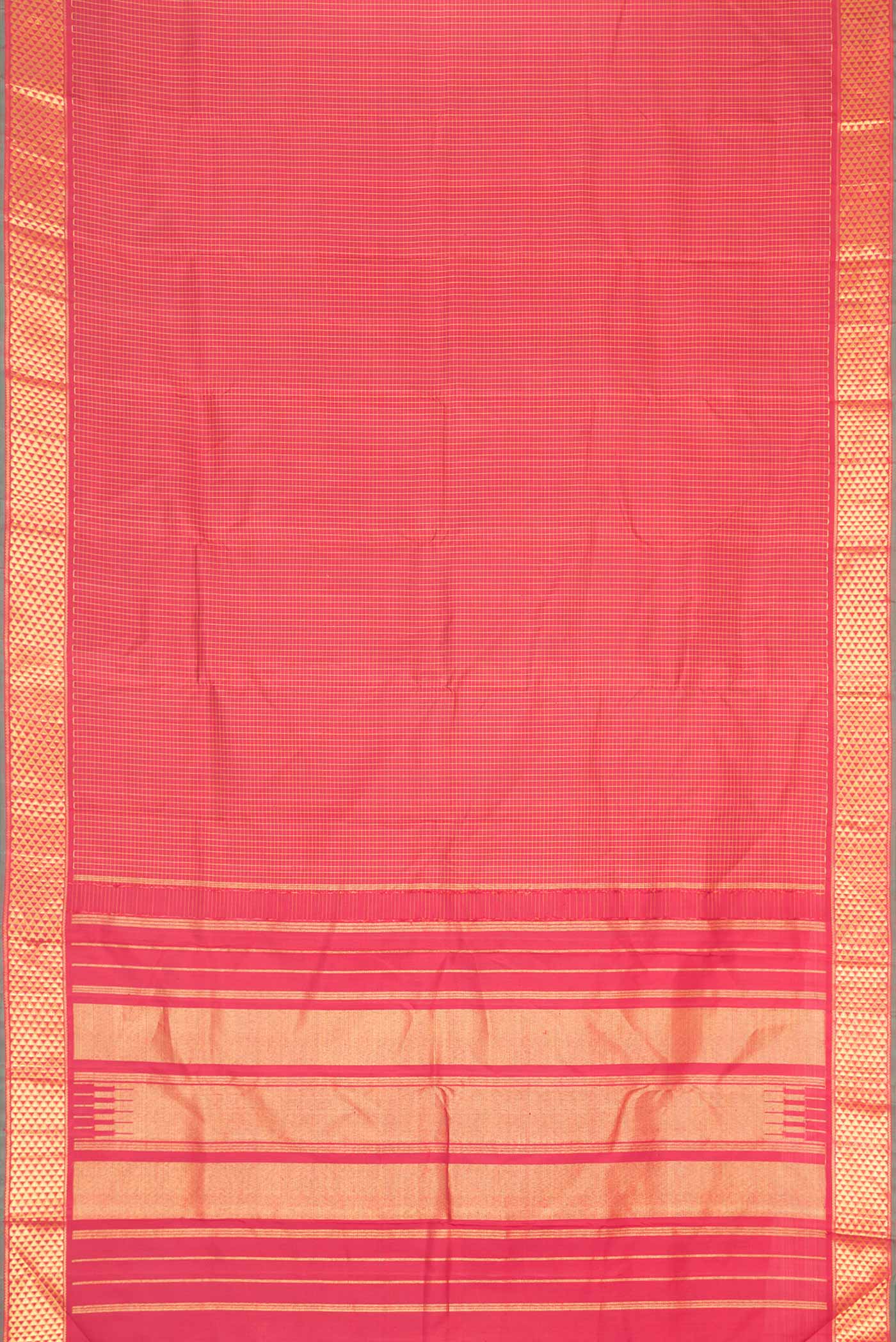 Pure Silk Pure Zari Maroon Dual Tone Kanchipuram Saree - Image 6