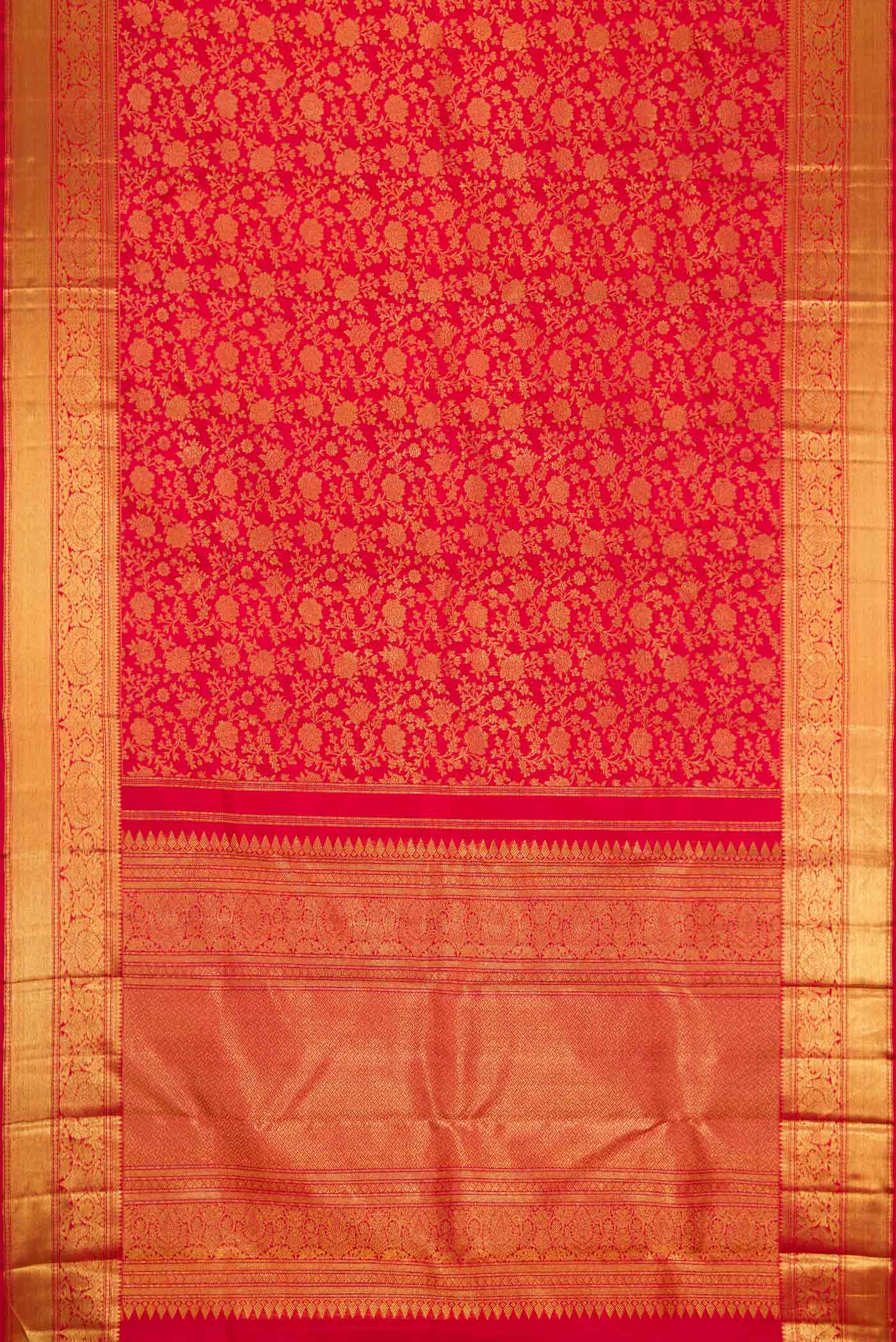 Pure Silk Pure Zari Maroon Dual Tone Kanjivaram Saree - Image 6