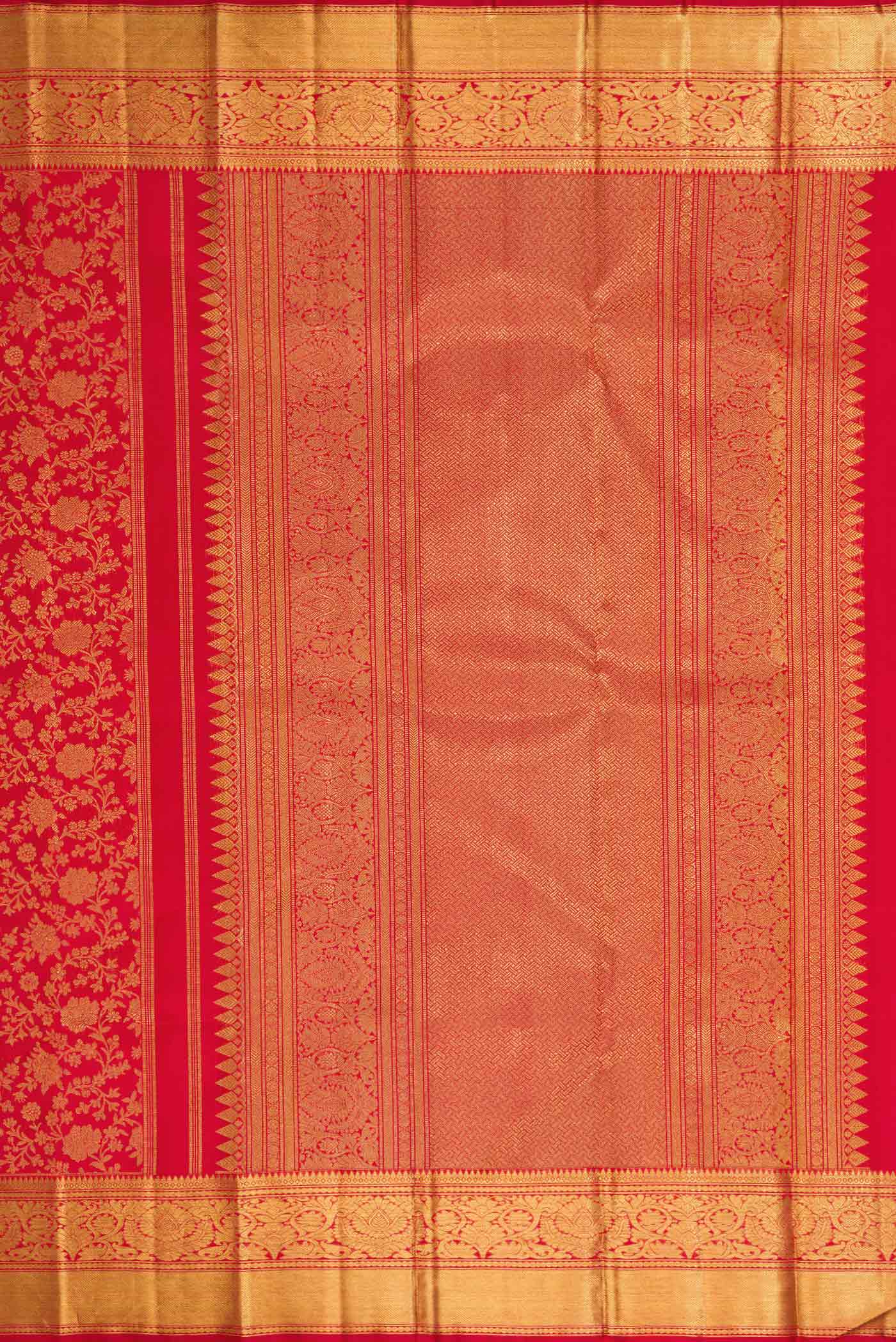 Pure Silk Pure Zari Maroon Dual Tone Kanjivaram Saree - Image 7