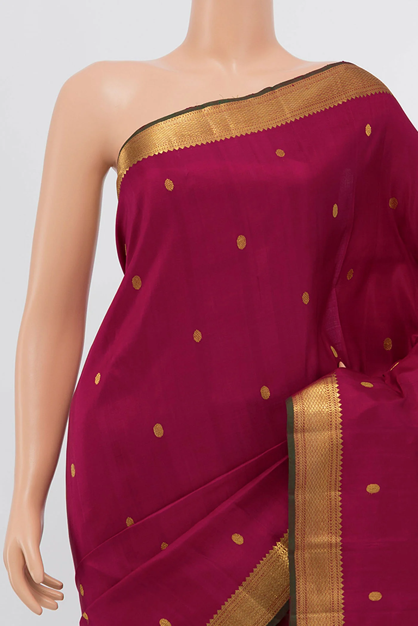 Pure Silk Pure Zari Maroon Kanchipuram Saree - Image 2