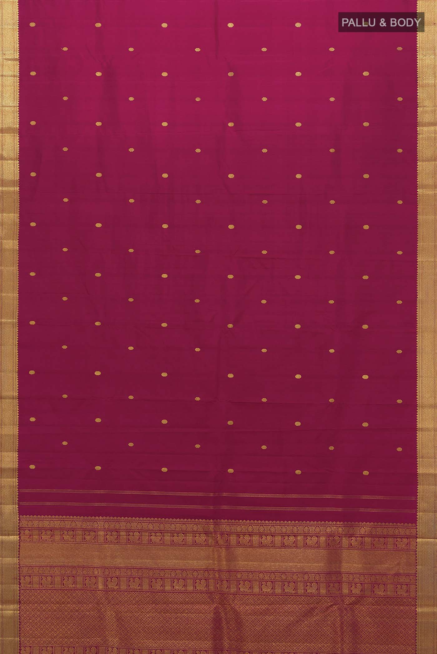 Pure Silk Pure Zari Maroon Kanchipuram Saree - Image 5