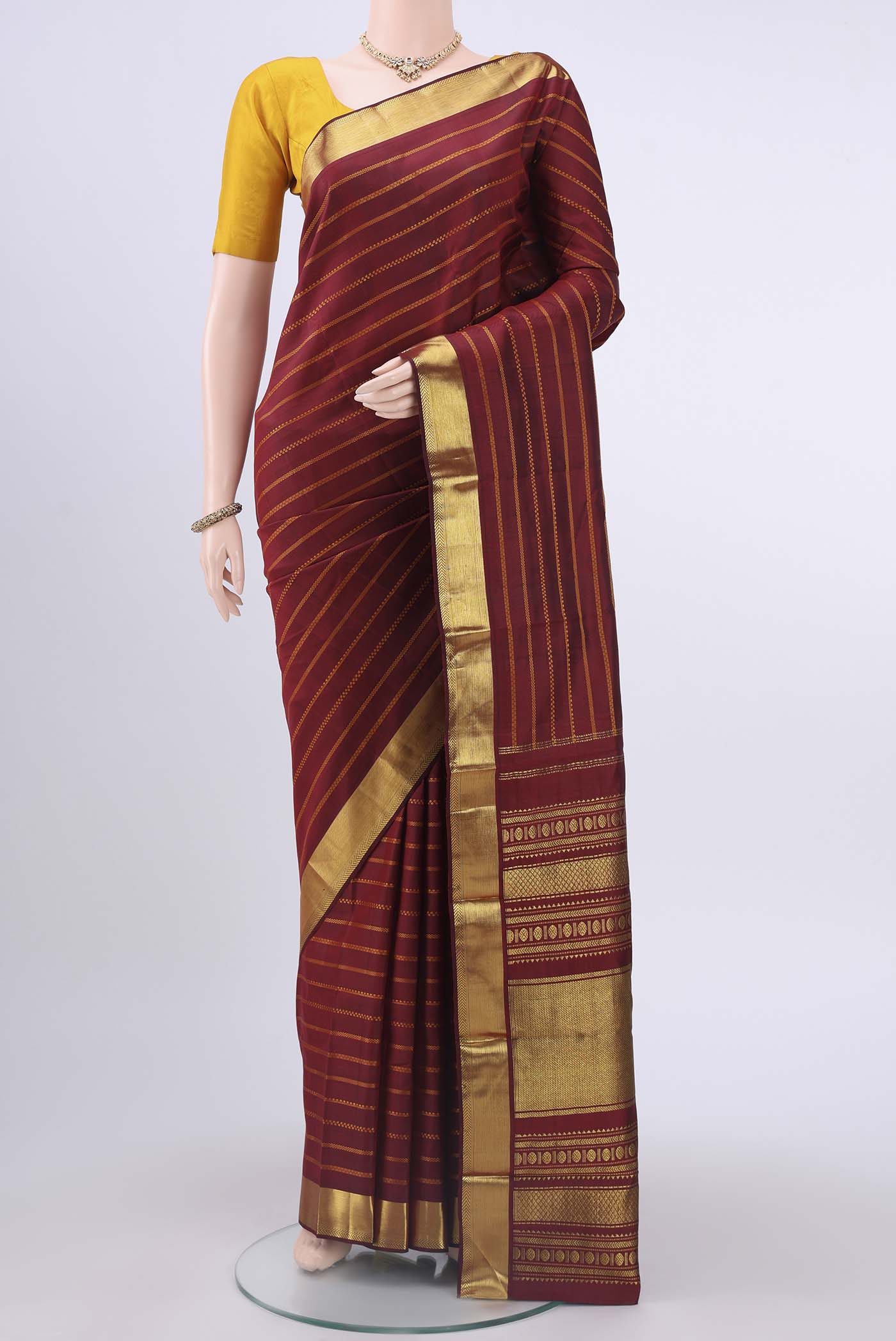 Pure Silk Pure Zari Maroon Kanchipuram Saree