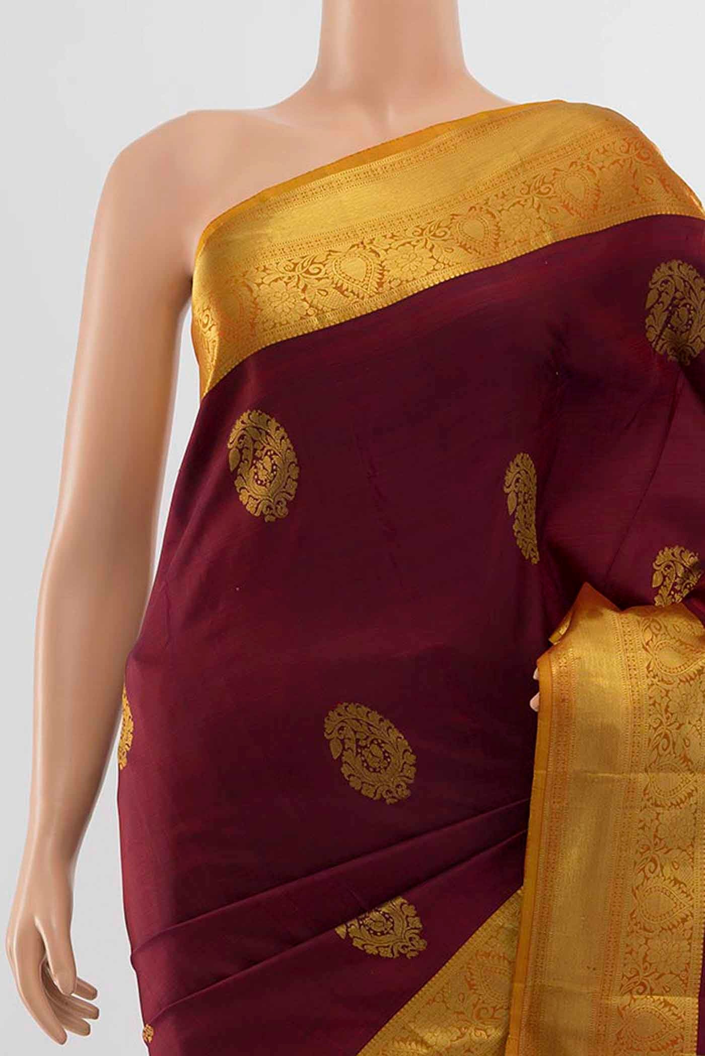 Maroon Kanchipuram Silk Saree - Image 2
