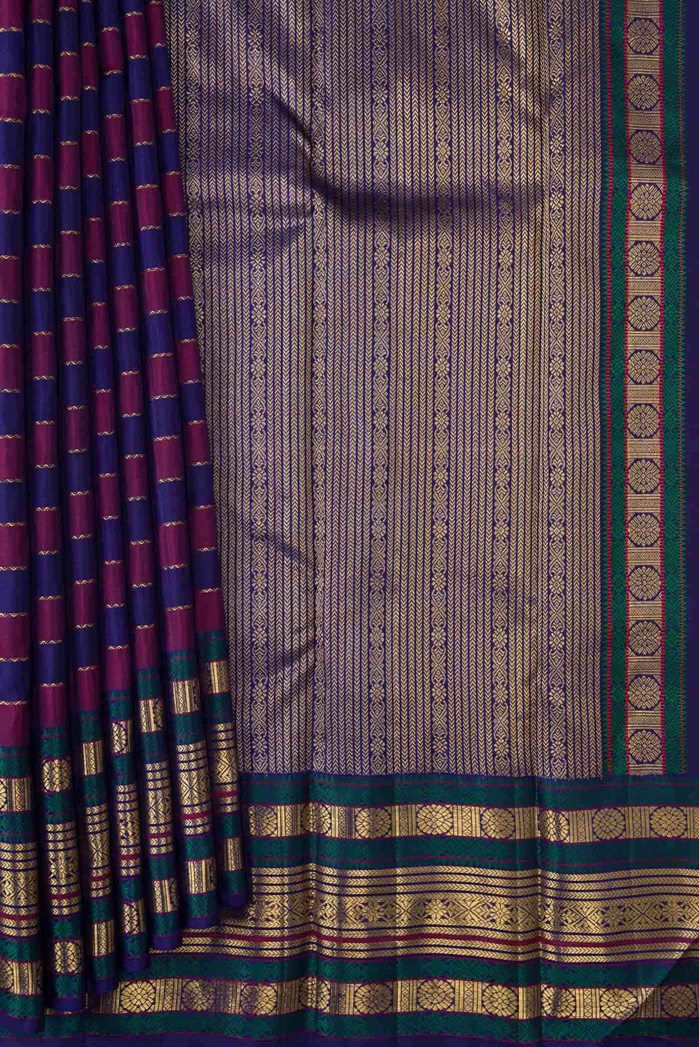Pure Silk Pure Zari Multi Color Kanchipuram Saree - Image 4