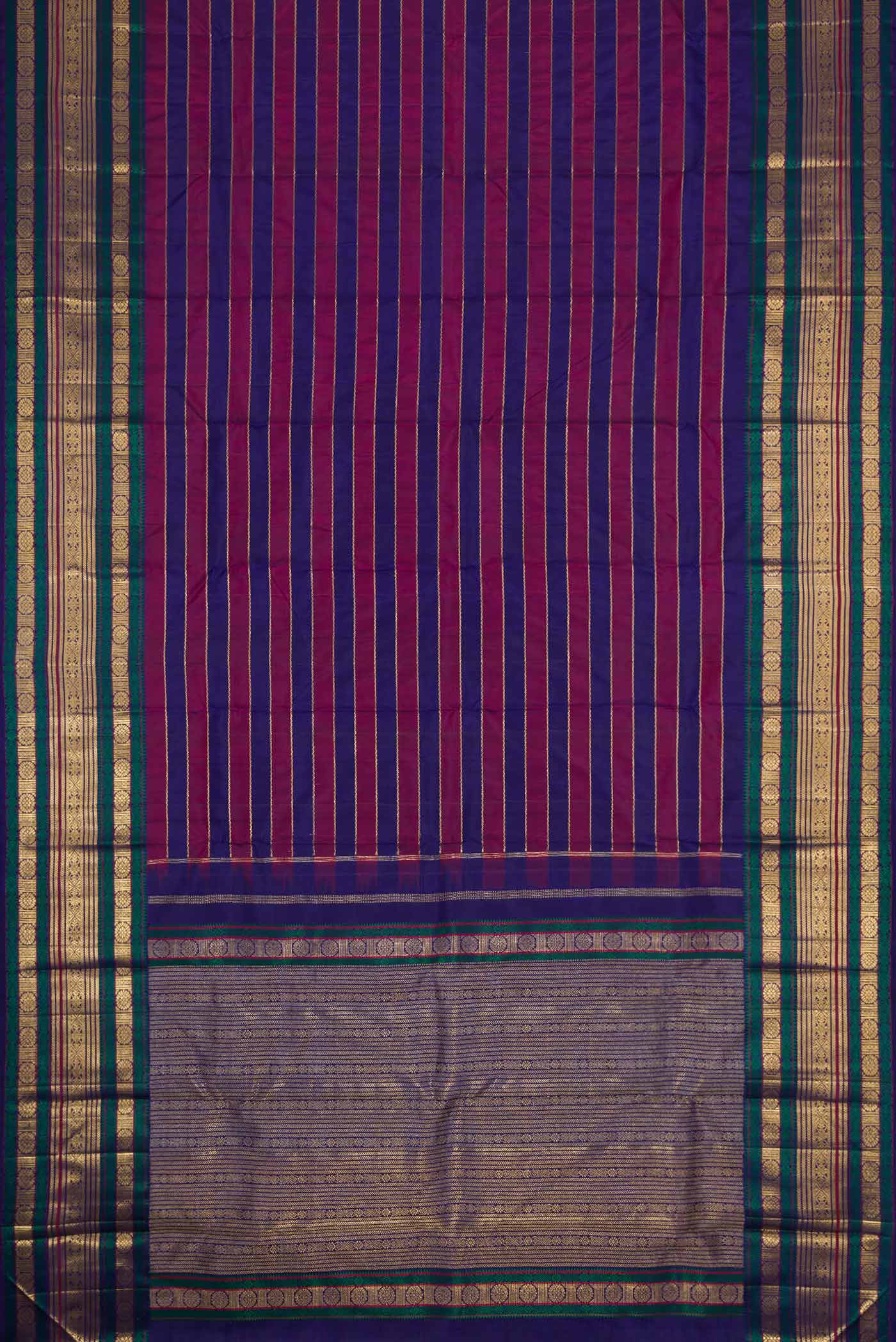 Pure Silk Pure Zari Multi Color Kanchipuram Saree - Image 6