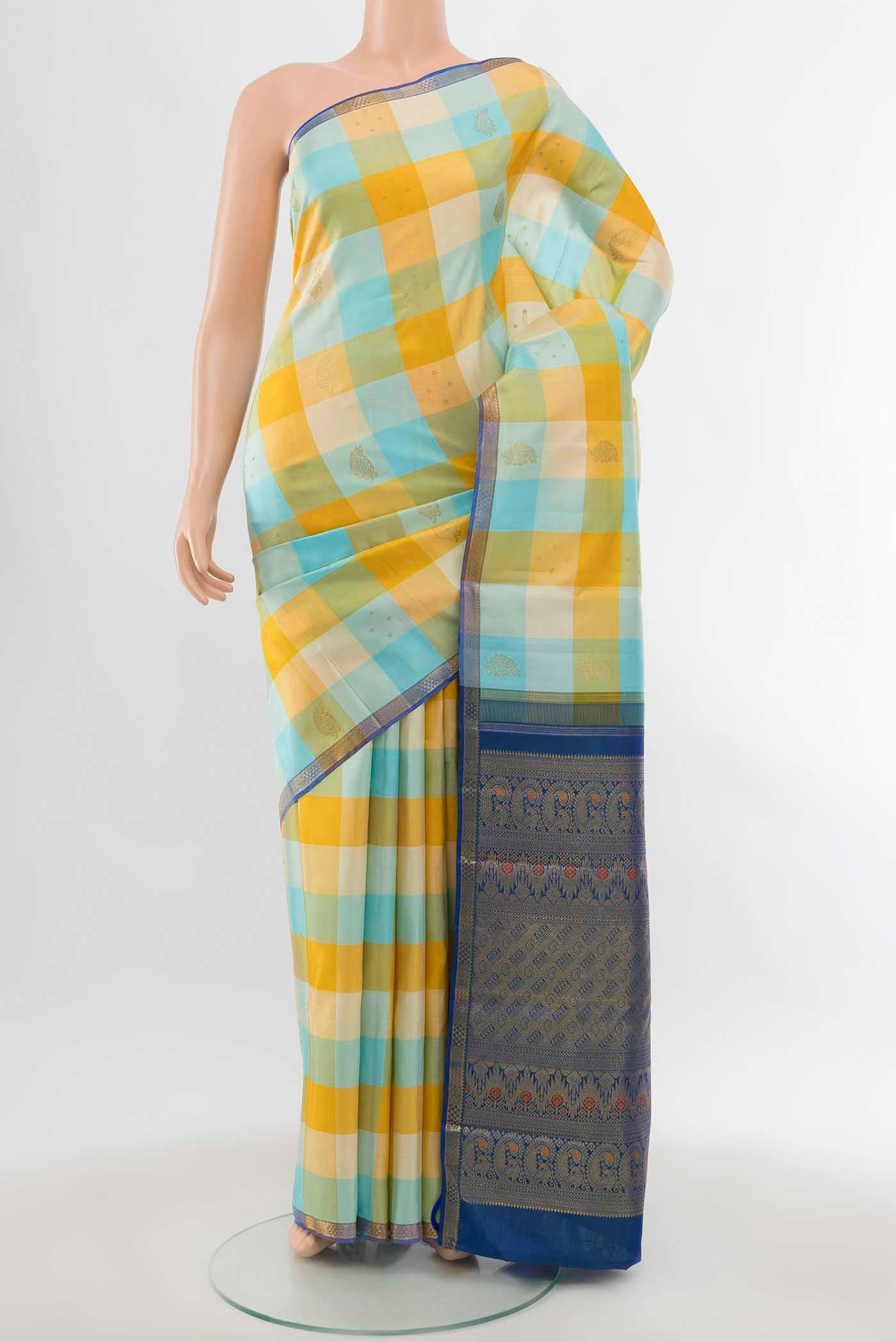 Pure Silk Pure Zari Multi Color Kanchipuram Saree