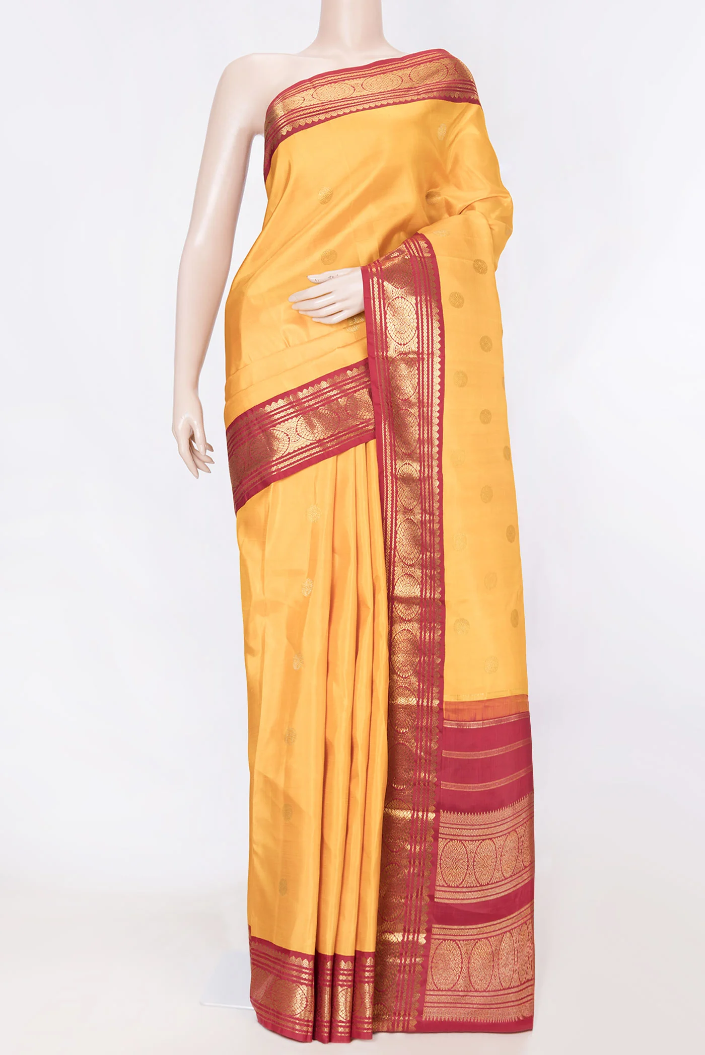 Pure Silk Pure Zari Mustard Dual Tone Kanjivaram Saree